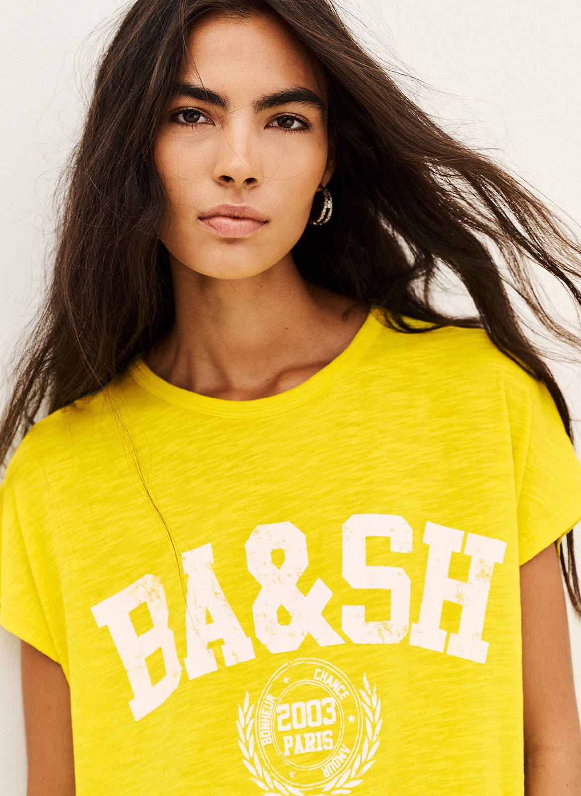Robe midi imprimée col rond  | Jaune BA&SH Femme