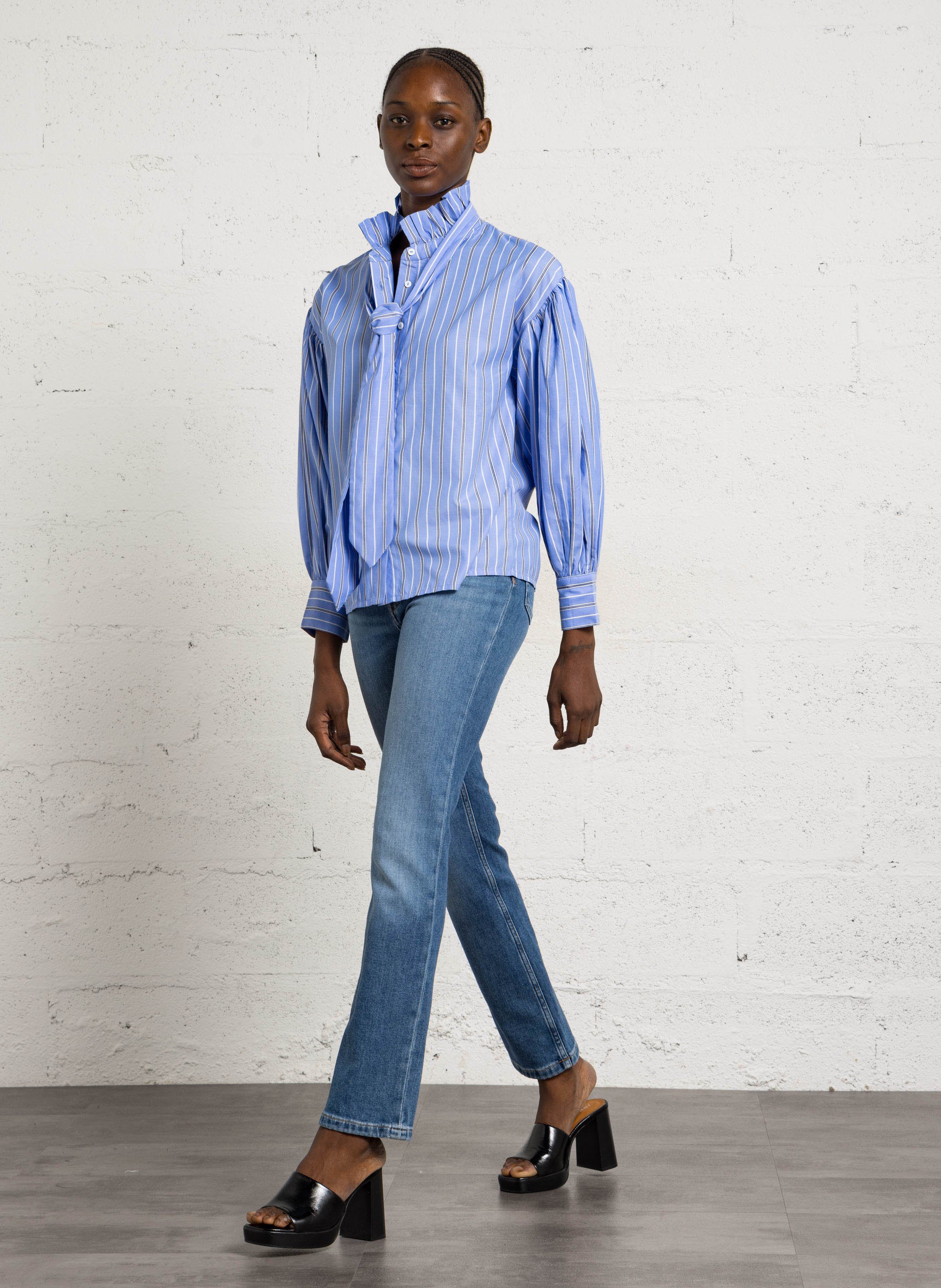 Striped blouse with Lavallière collar MAISON 123 Blue
