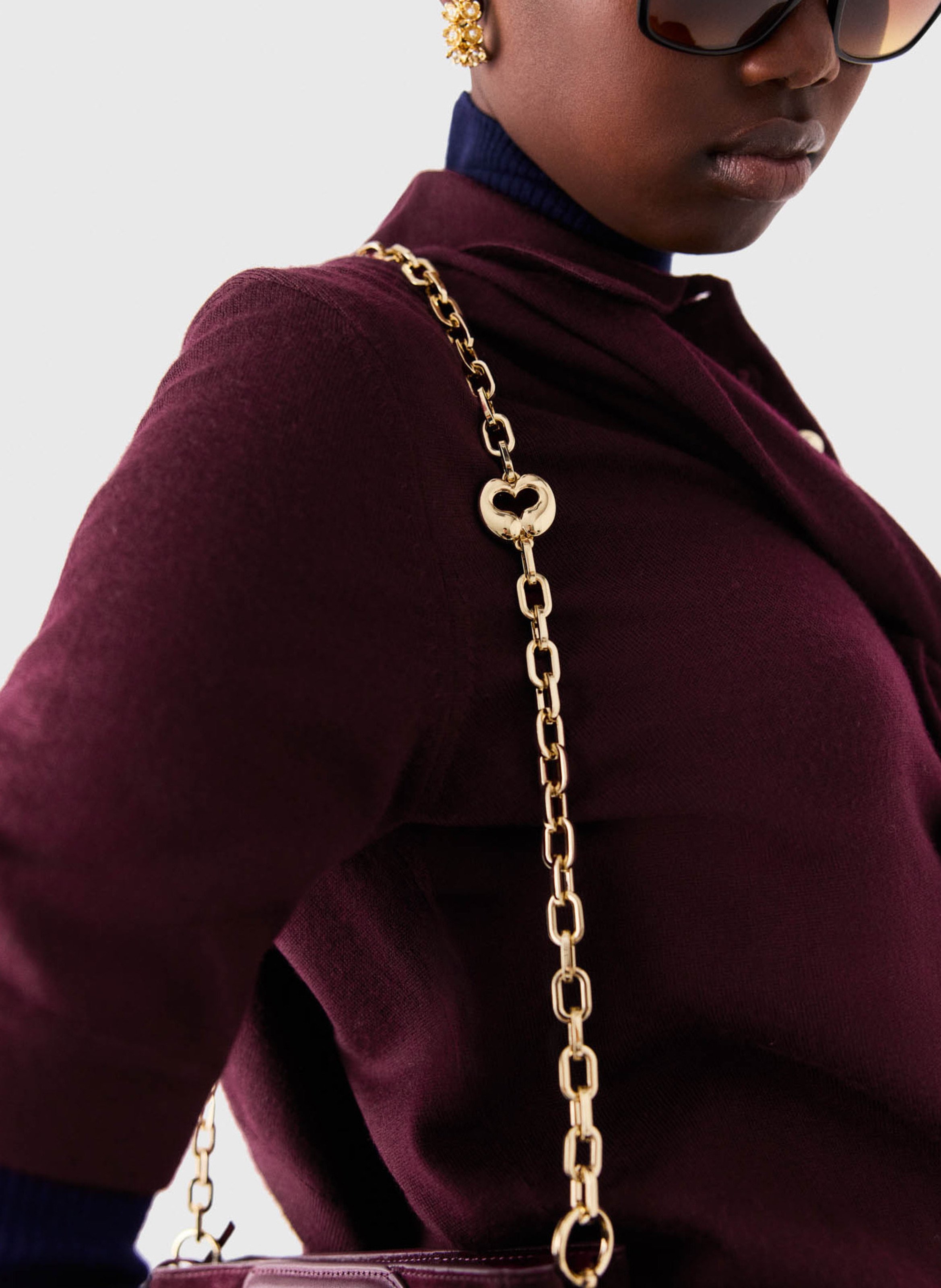 Leren schoudertas met ketting MAJE Goudkleurig