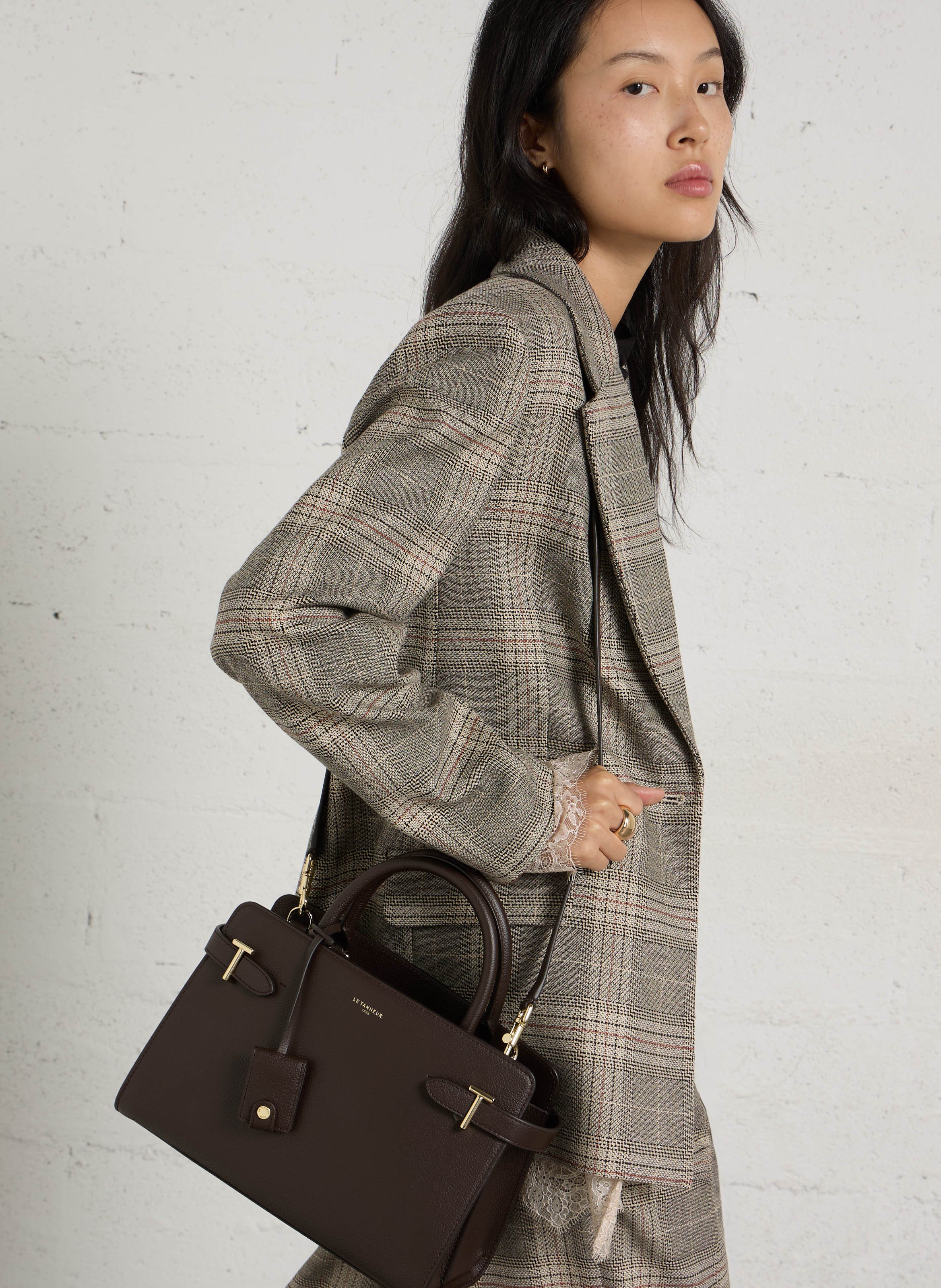 Sac à main en cuir grainé LE TANNEUR Marron