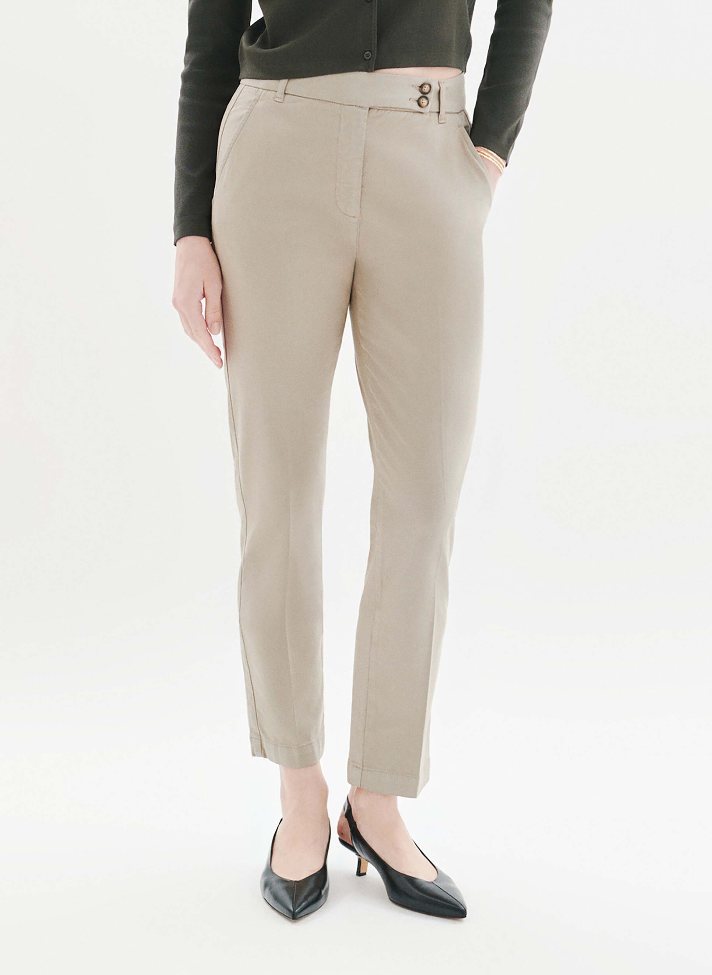 Pantalon slim en coton mélangé CAROLL Gris