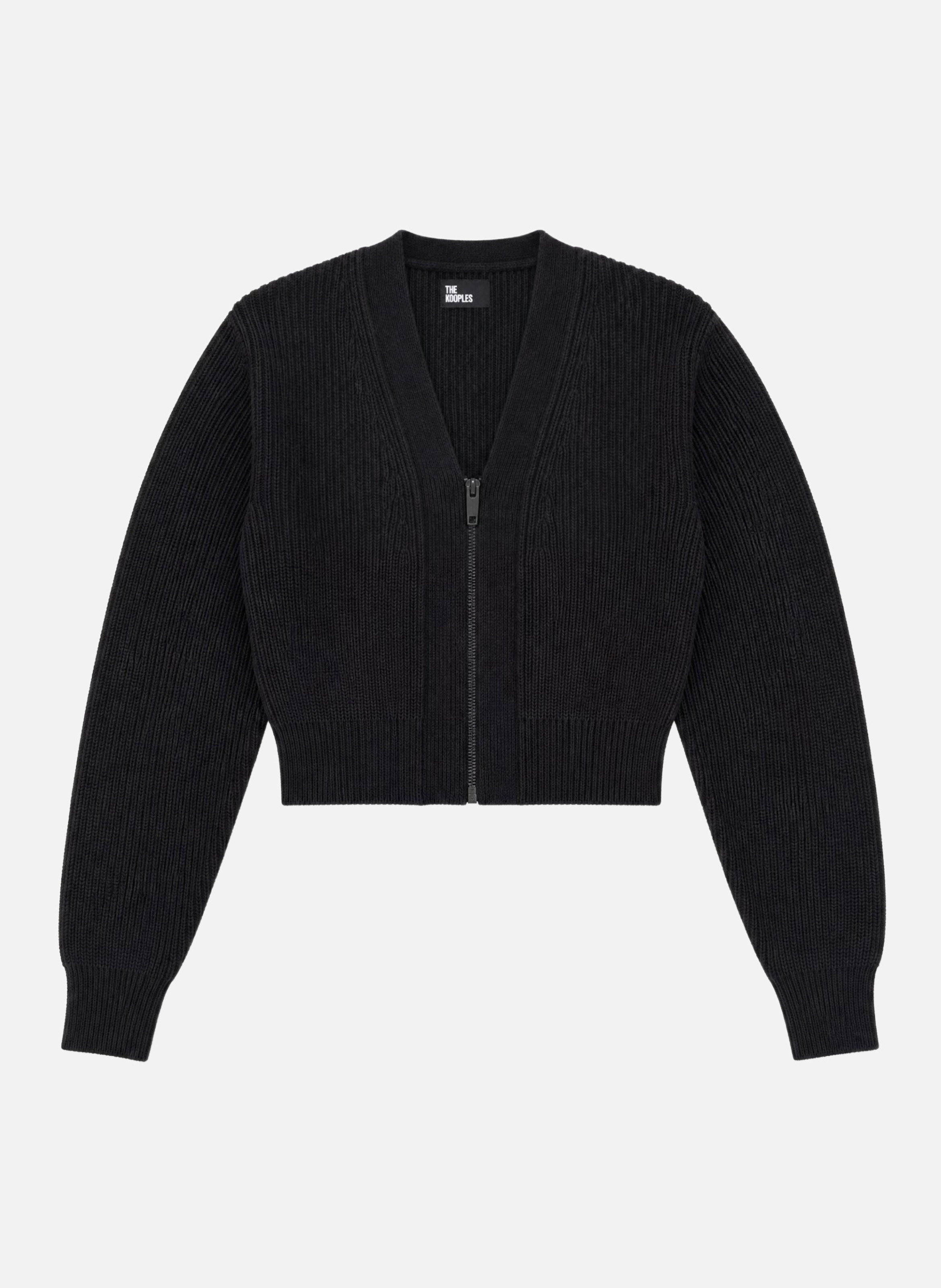 Short zip-up merino wool cardigan THE KOOPLES Black