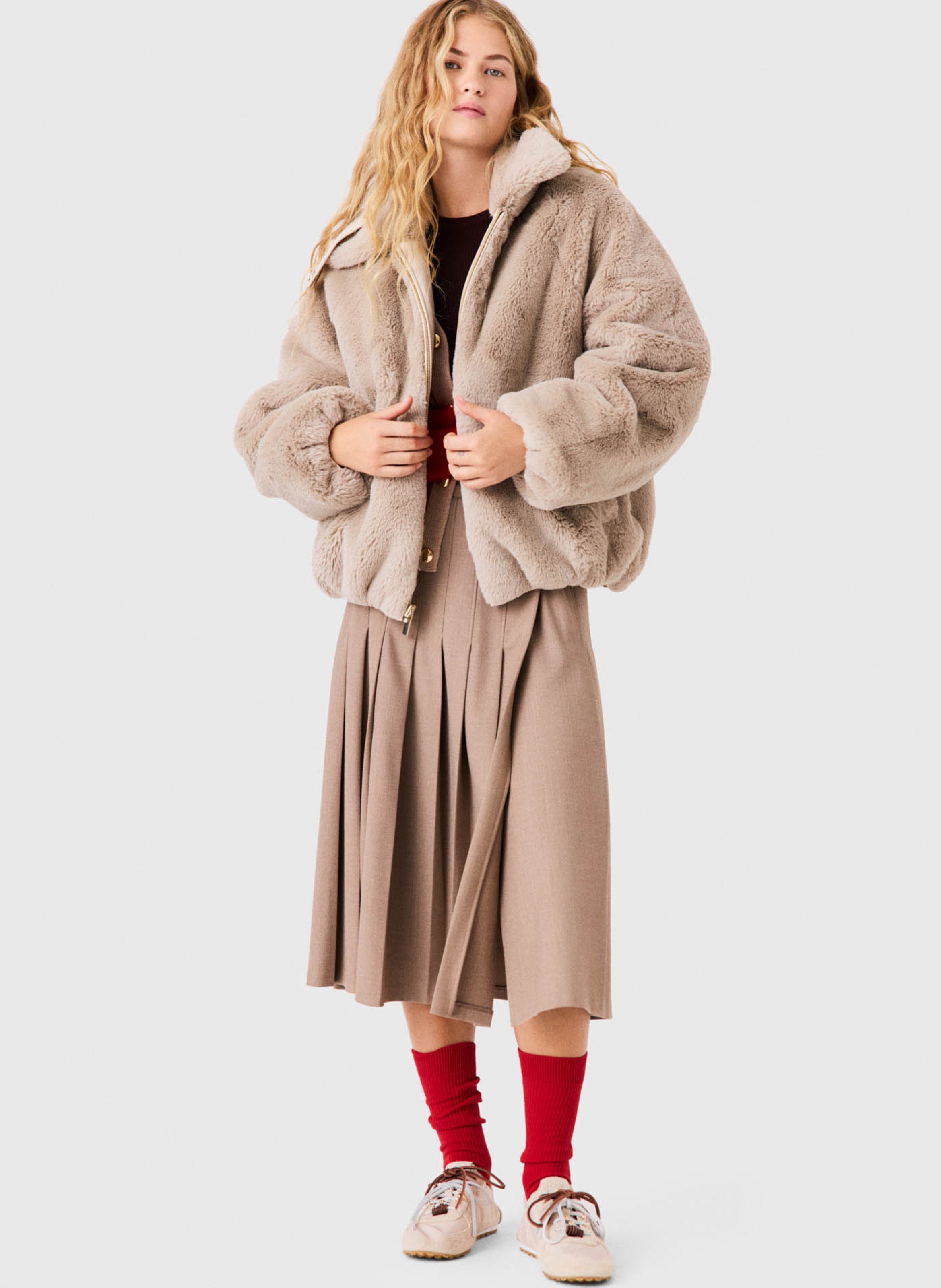 Ruime jas met omgeslagen kraag MAJE Beige