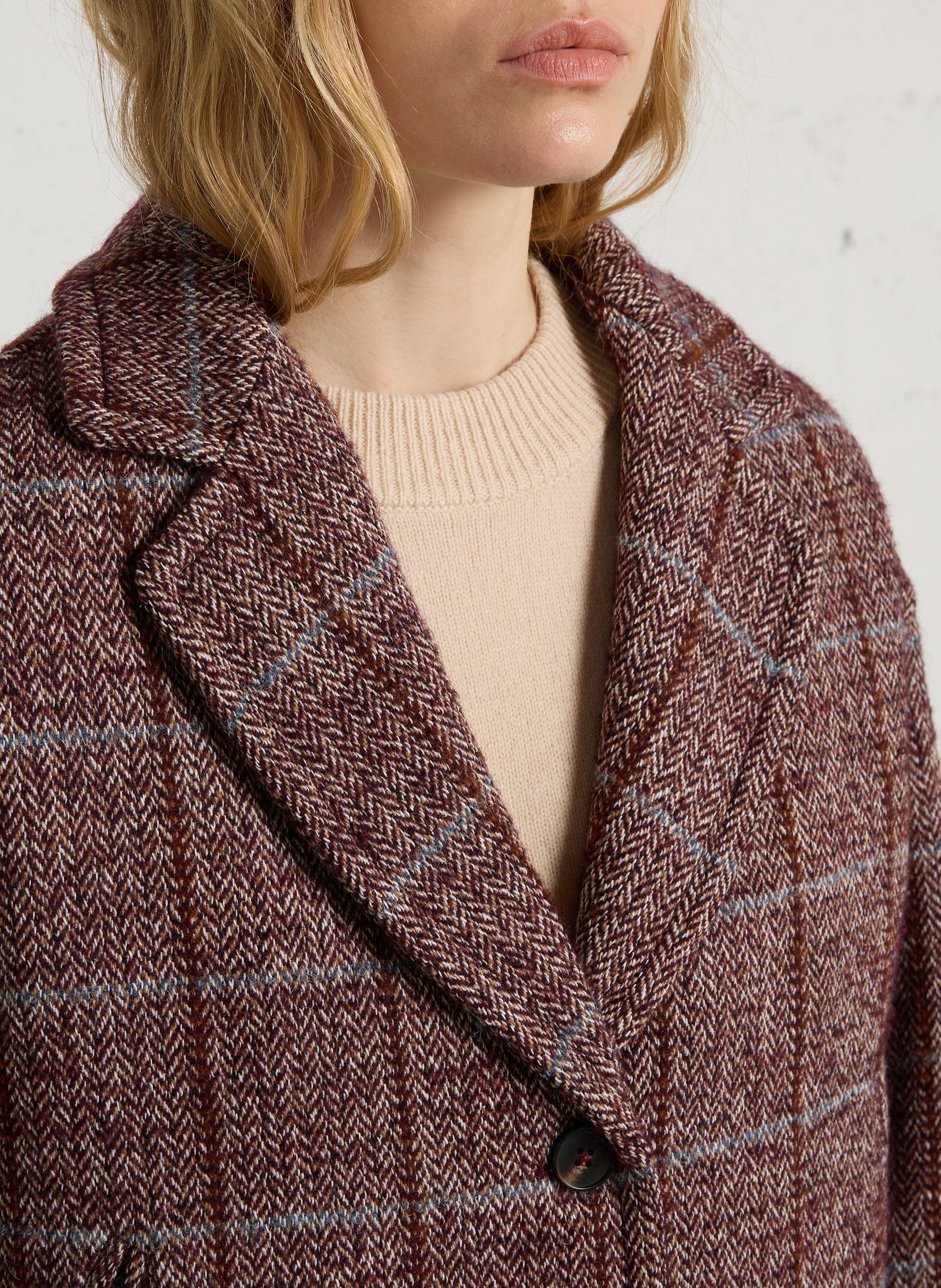 Oversized short checked coat MAISON HOTEL Multicolored