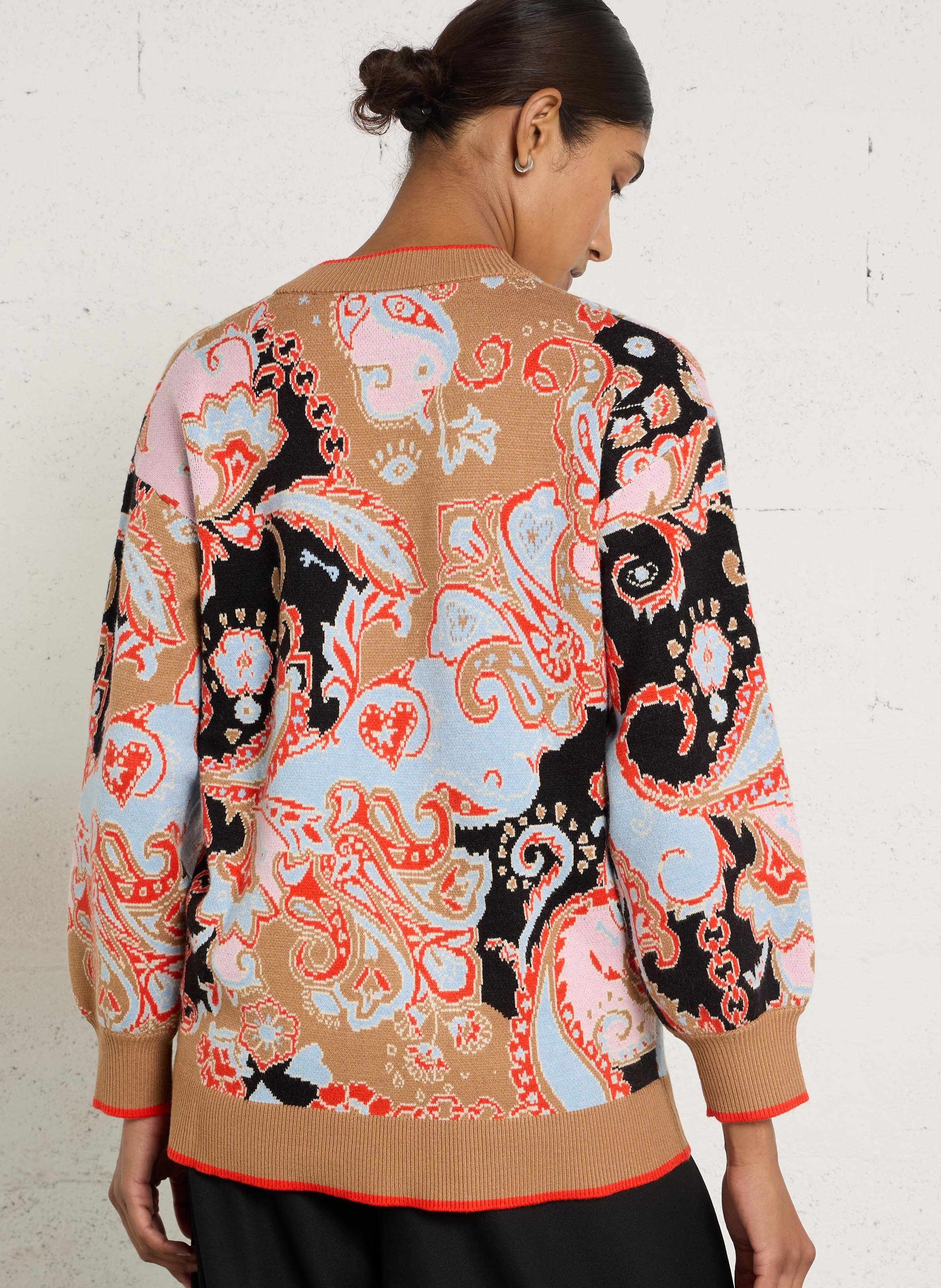 Straight printed V-neck cardigan NEVER FULLY DRESSED Black