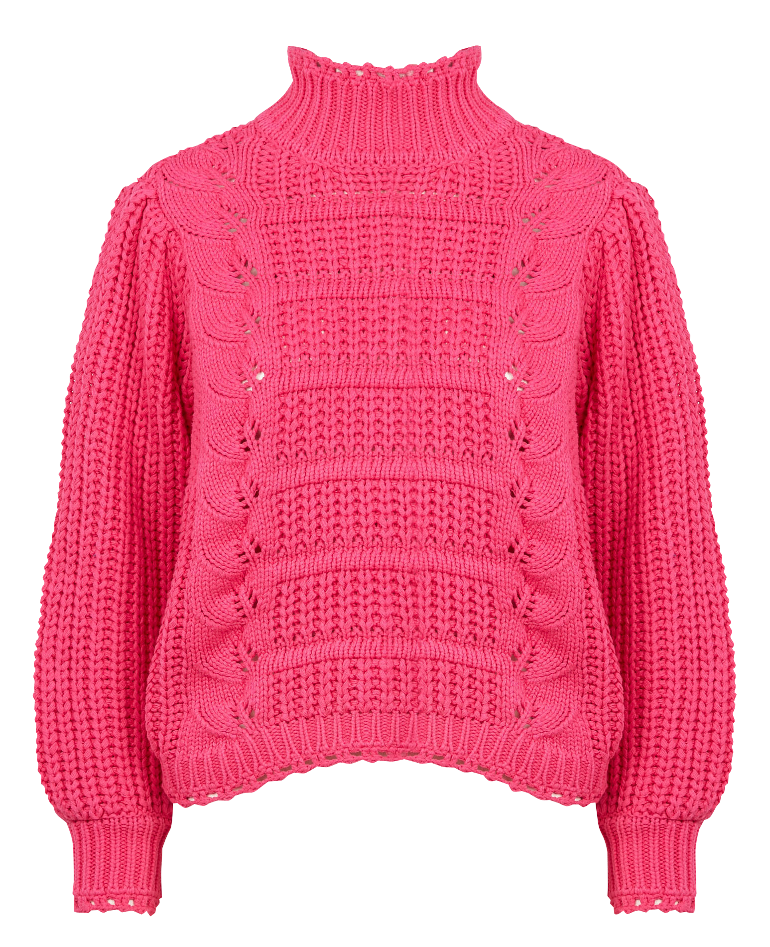 High-neck cotton-blend sweater YAS Purple