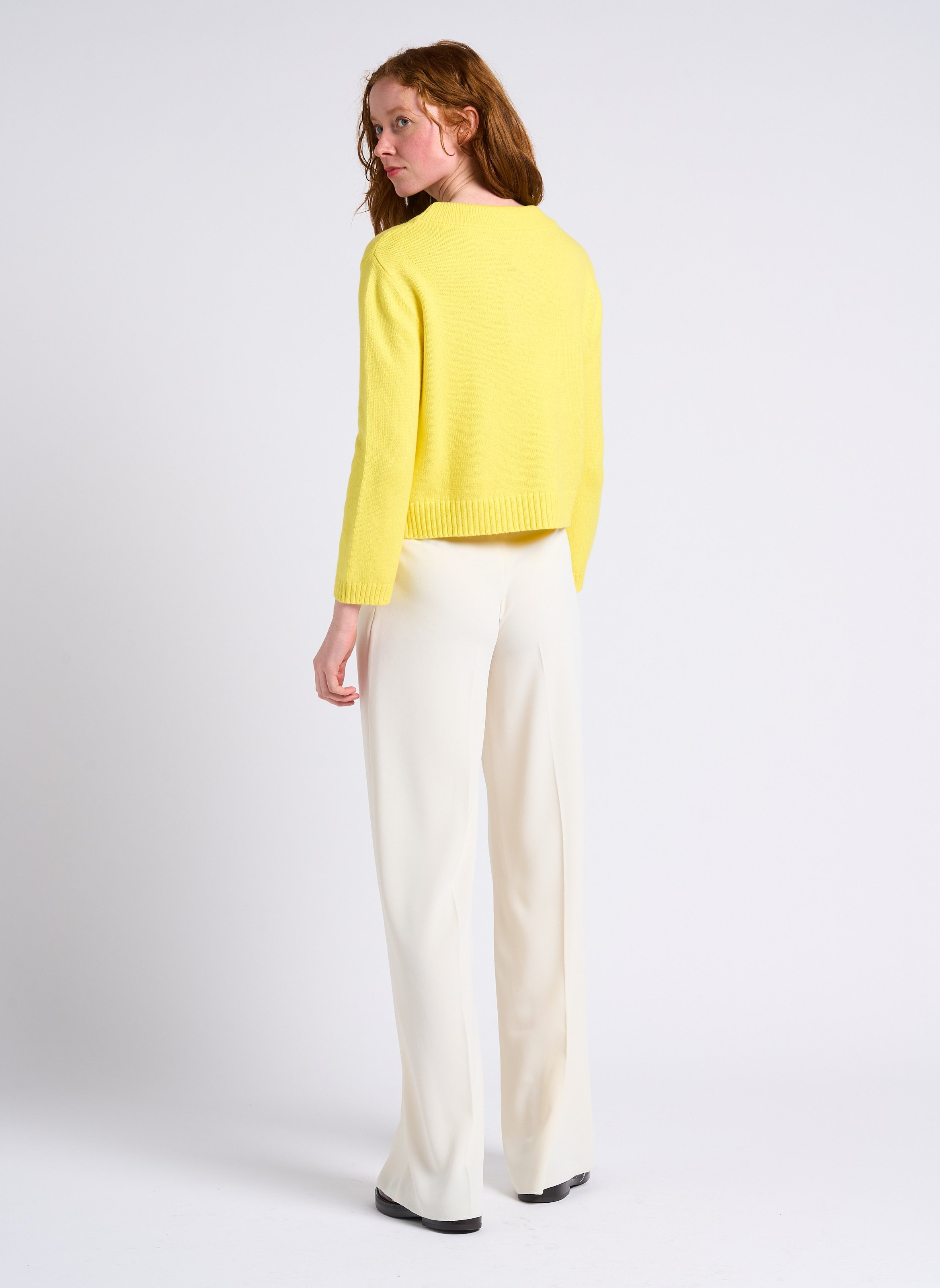 Cropped round-neck cotton-blend sweater MAX&Co. Yellow