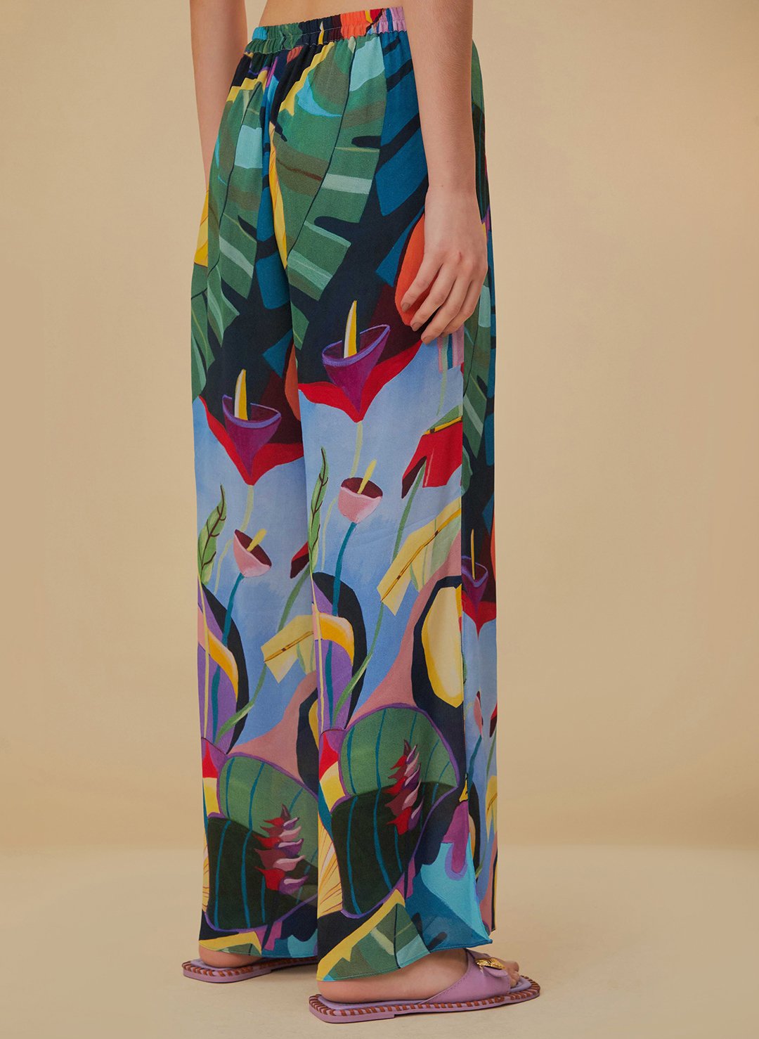 High-rise wide-leg printed pants FARM RIO Multicolored