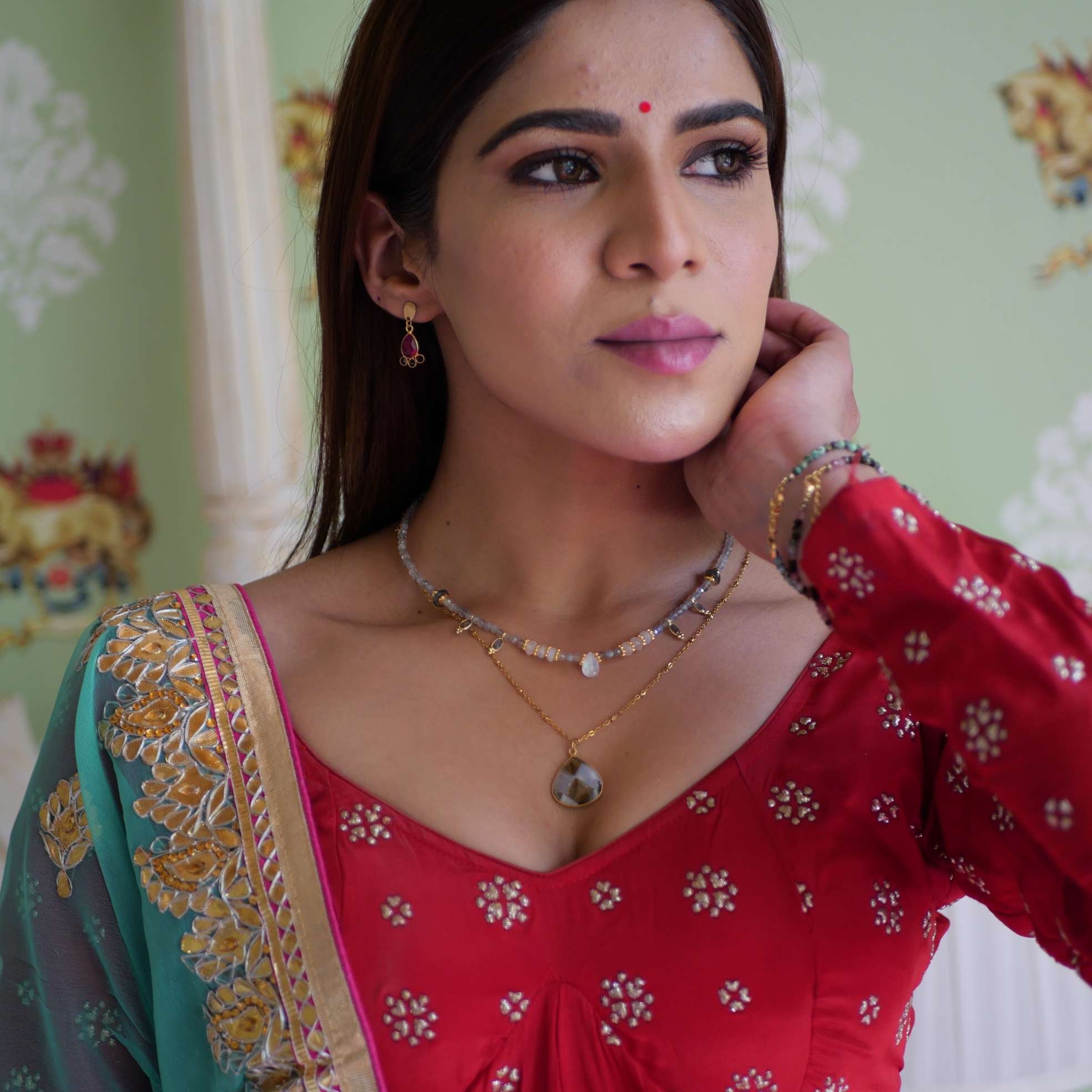 Moonstone and labradorite necklace GINANDGER Grey