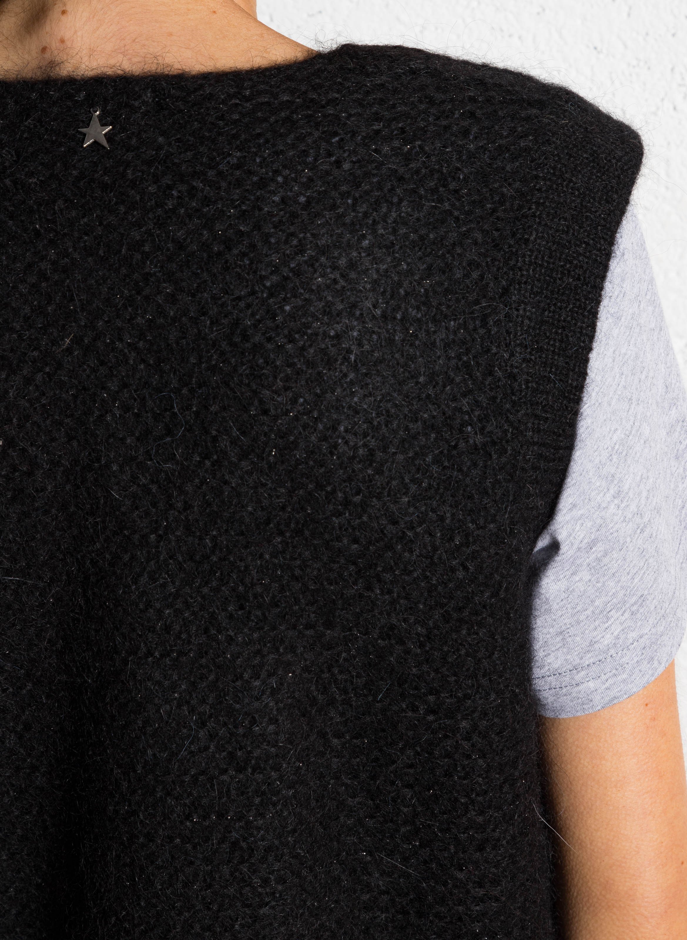 Gilet col rond droit en maille SUD EXPRESS Noir