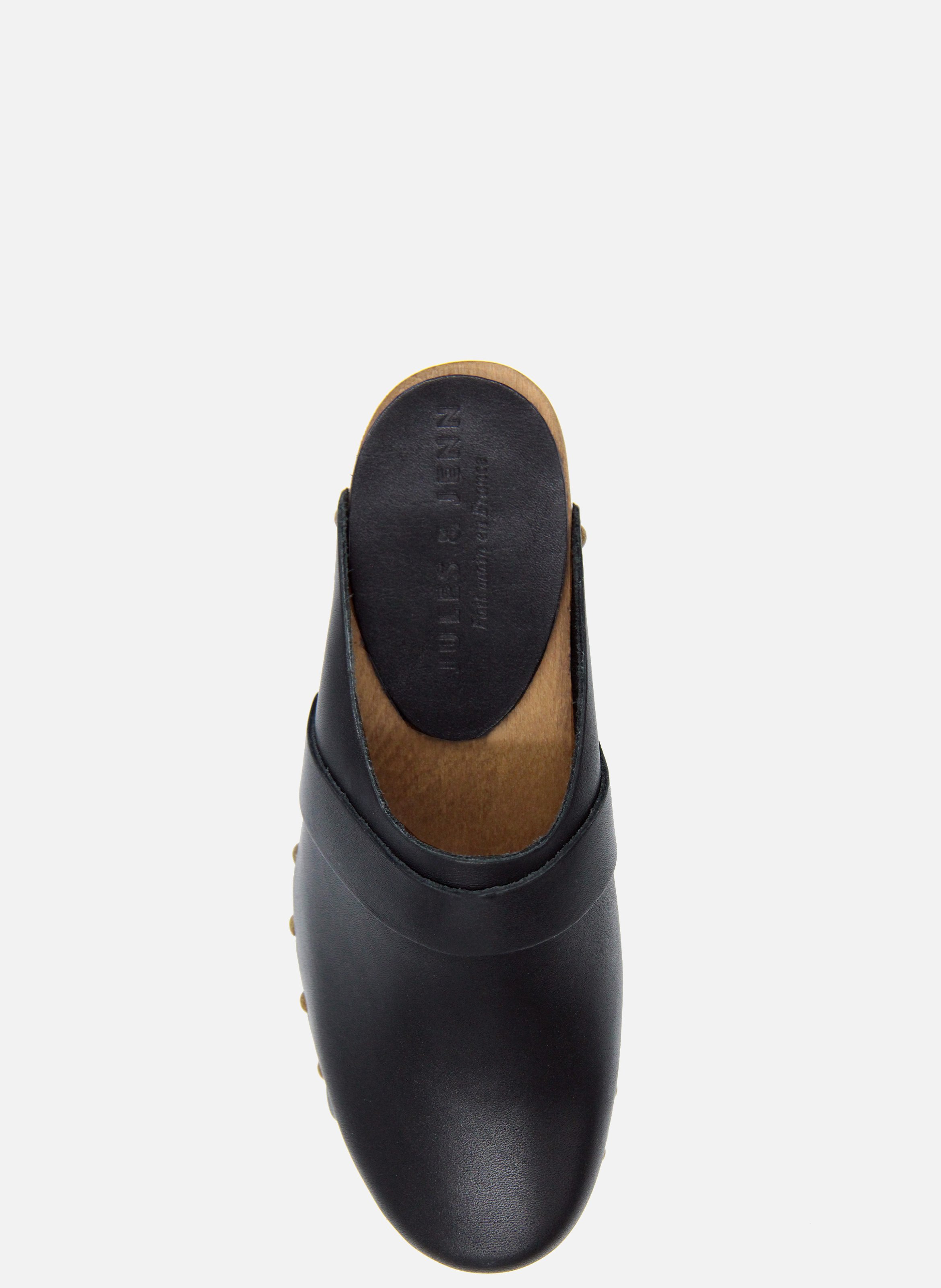 Leather wooden-heel clogs JULES & JENN Black