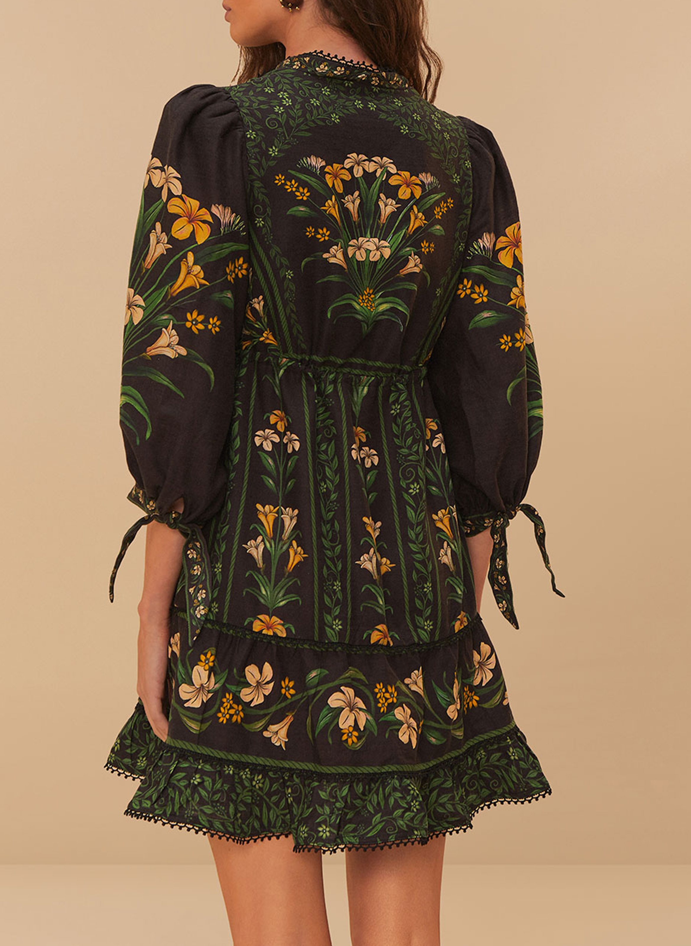 Robe courte ample imprimée FARM RIO Noir