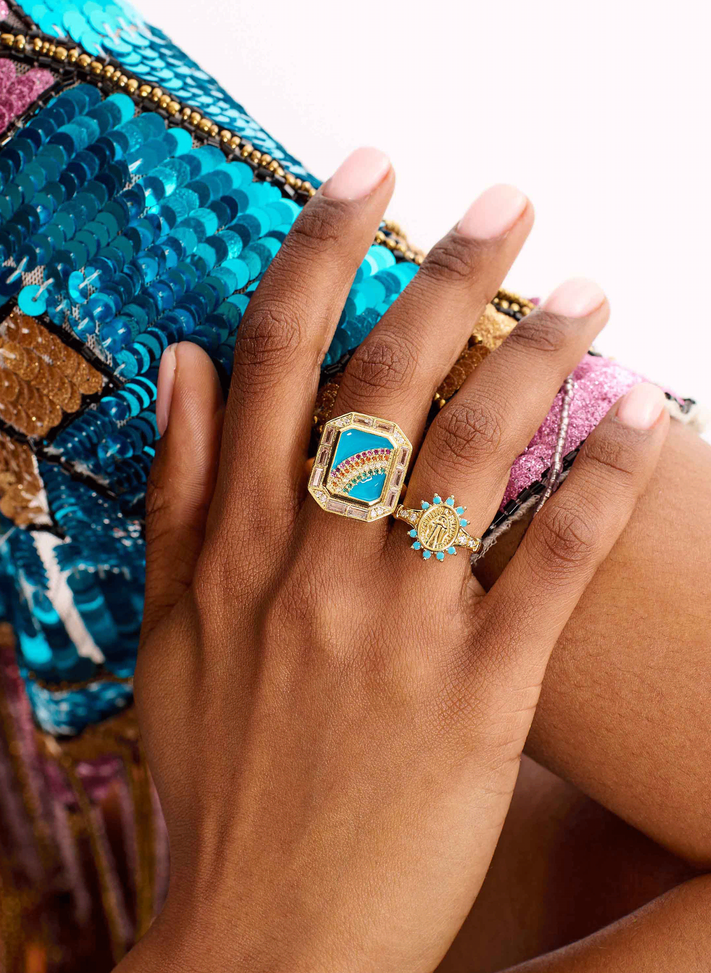 Adjustable ring with cabochon HIPANEMA Blue