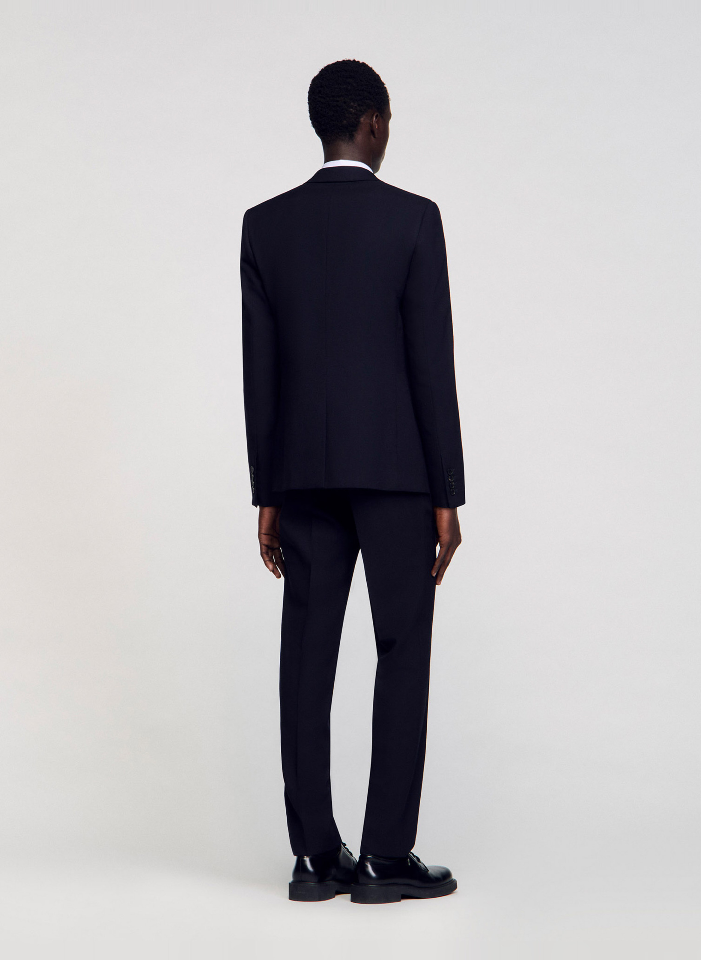 Veste col tailleur en laine SANDRO Bleu