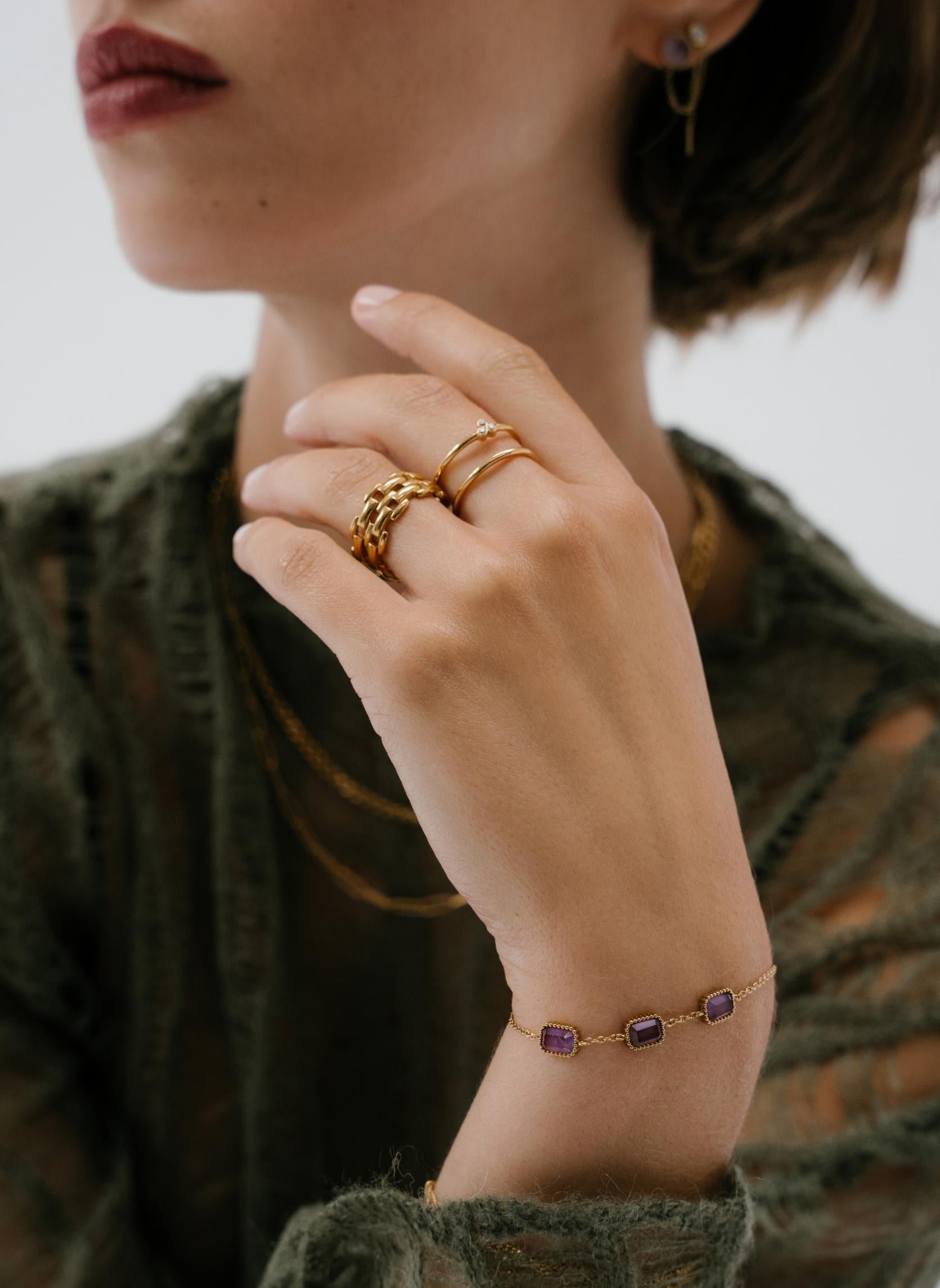 Chain bracelet Eurybie AEC Paris Purple