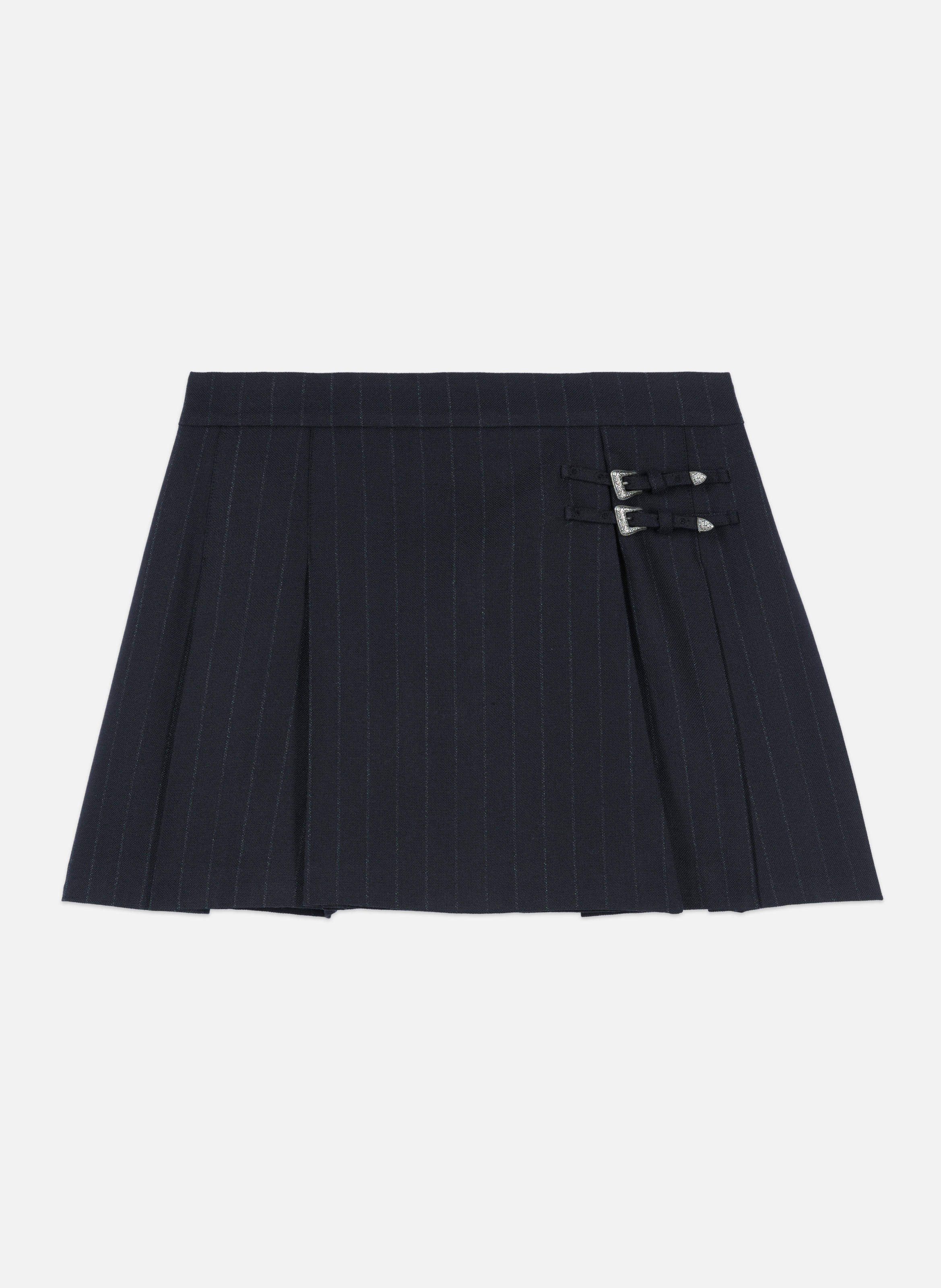 Short pleated wrap skirt with stripes THE KOOPLES Black