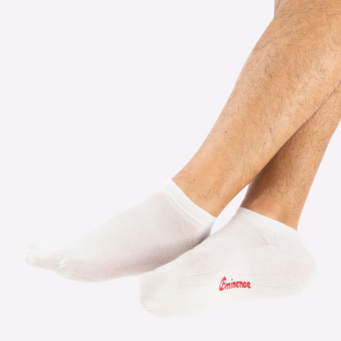 Set of 2 pairs of men's essential combed cotton ankle socks by Eminence EMINENCE White