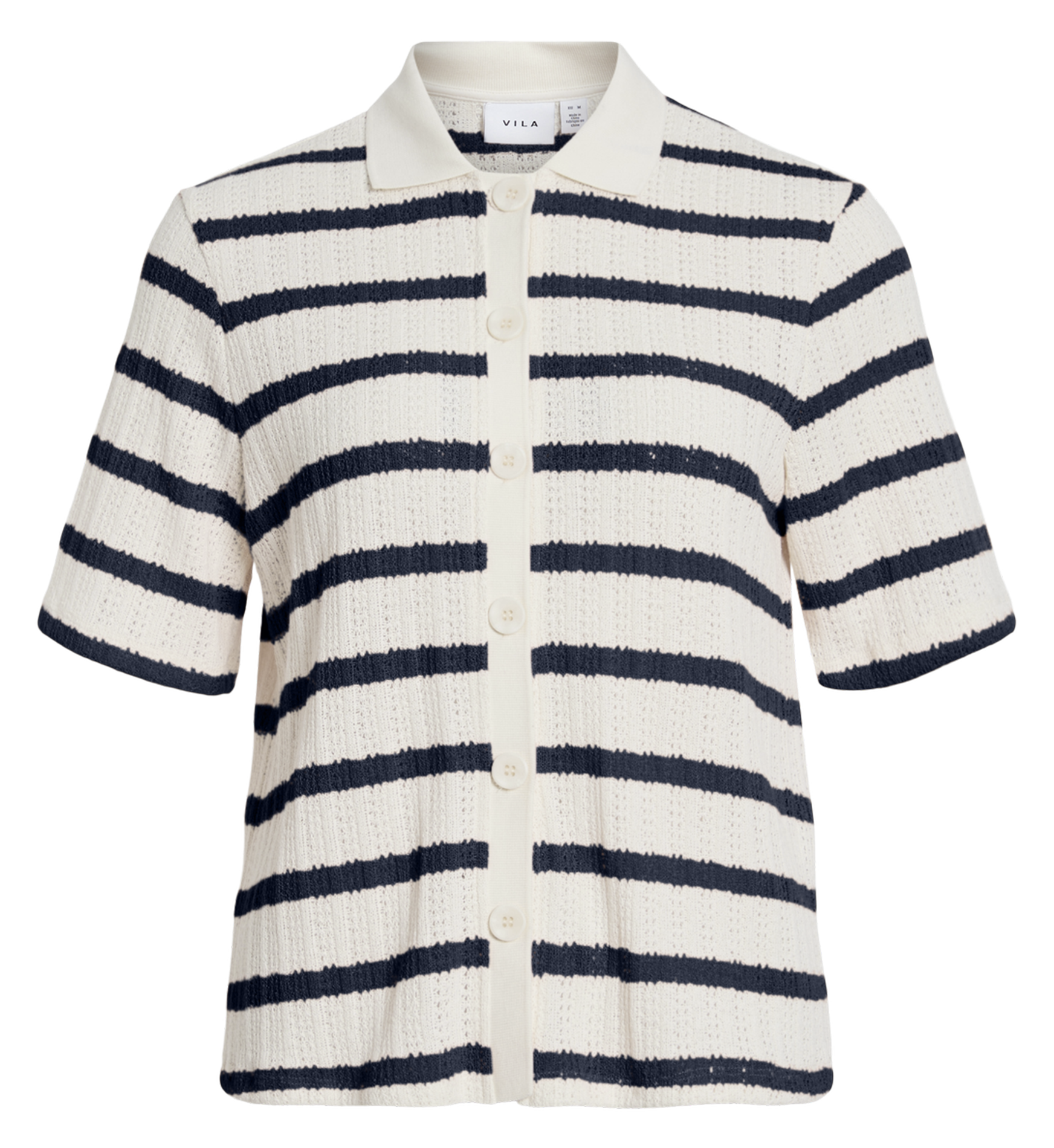 Straight shirt in striped blended cotton VILA Beige
