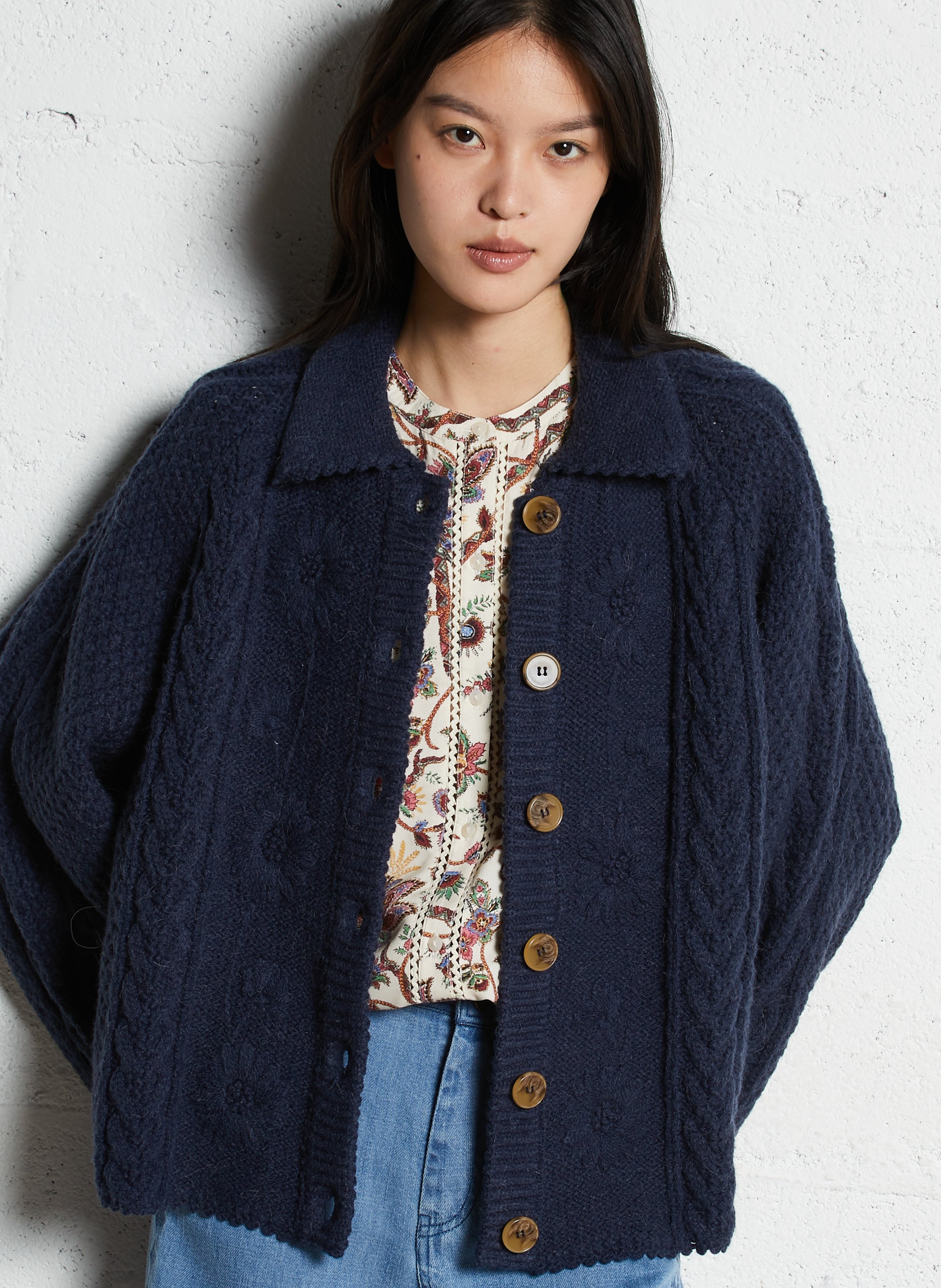 Gilet droit en maille LOUISE MISHA Bleu