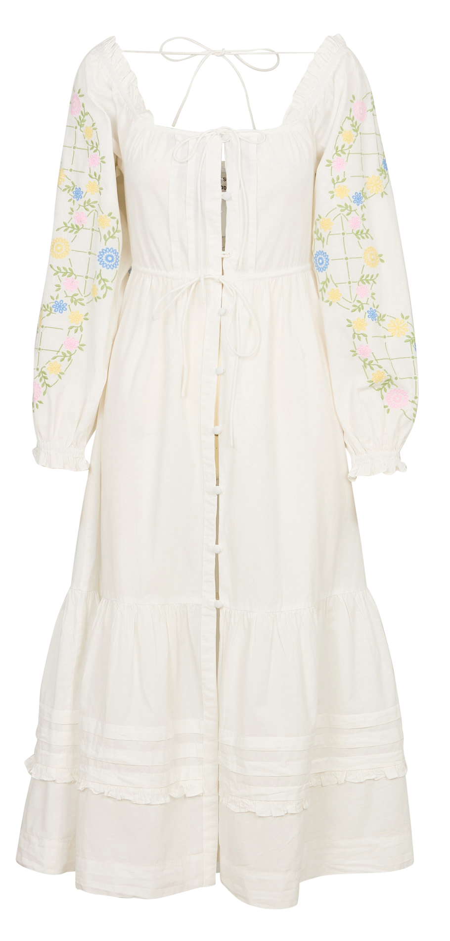 Round-neck embroidered organic cotton midi dress DAMSON MADDER White