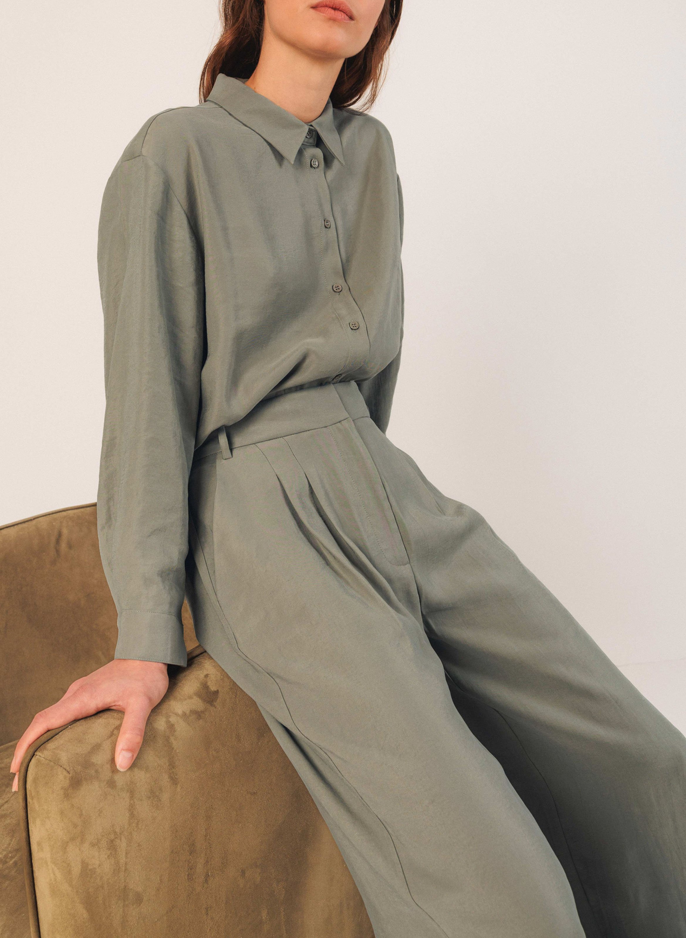 Chemise ample col classique INDI & COLD Vert