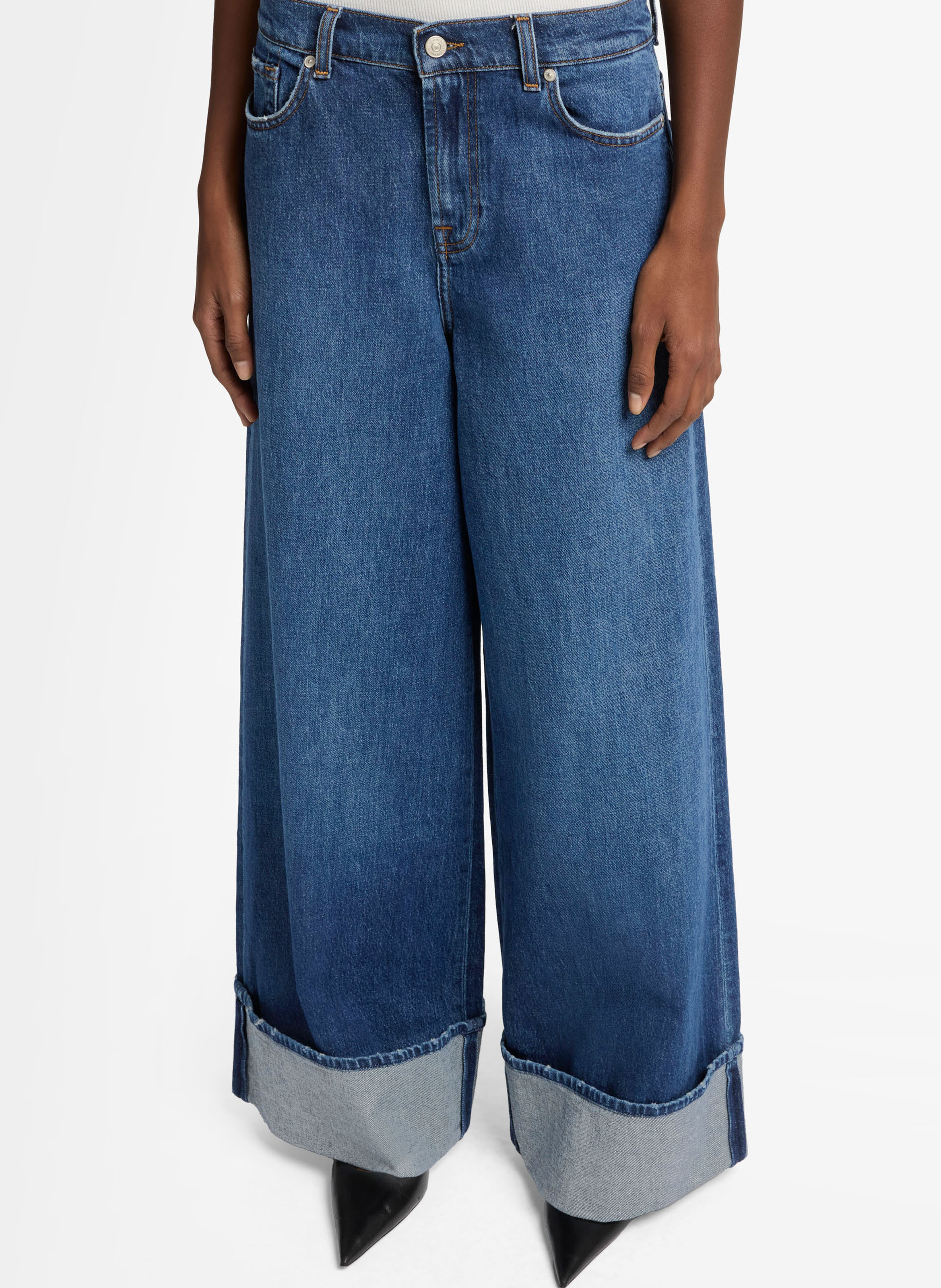 Wijde broek met omslag 7 FOR ALL MANKIND Blauw