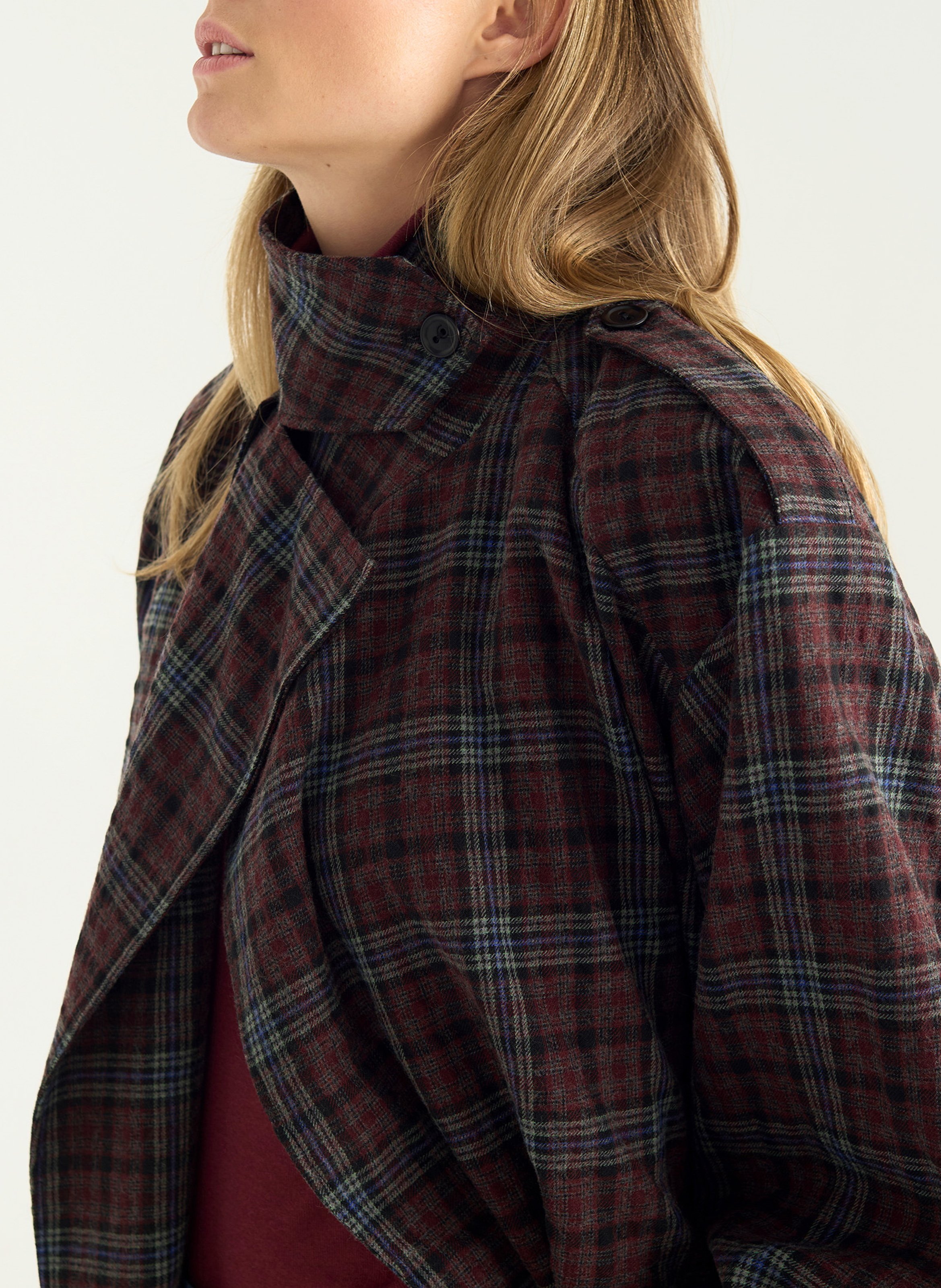 Manteau oversize col tailleur en coton mélangé COTELAC Rouge