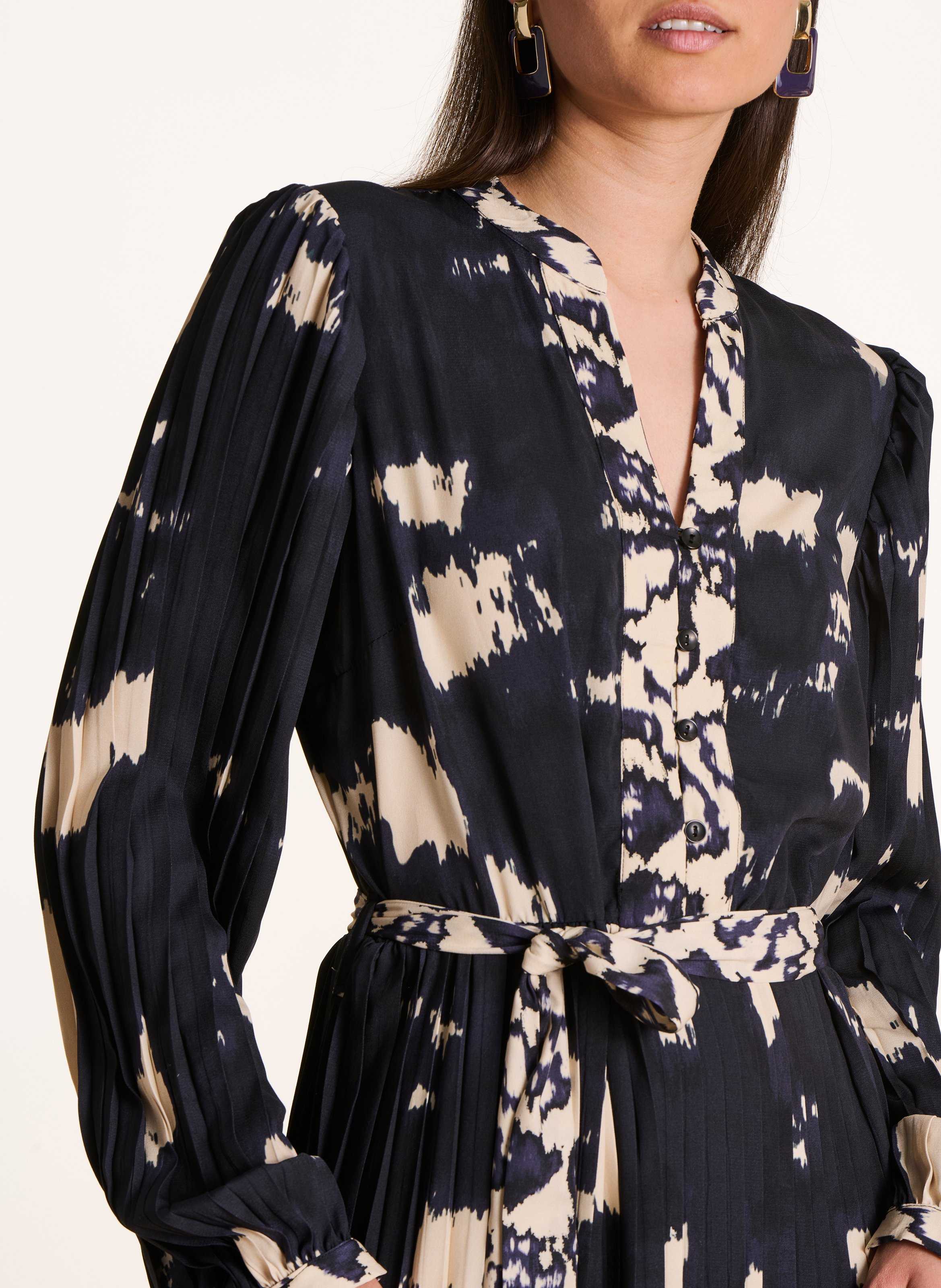 Robe midi plissée à motifs LA FEE MARABOUTEE Multicolore