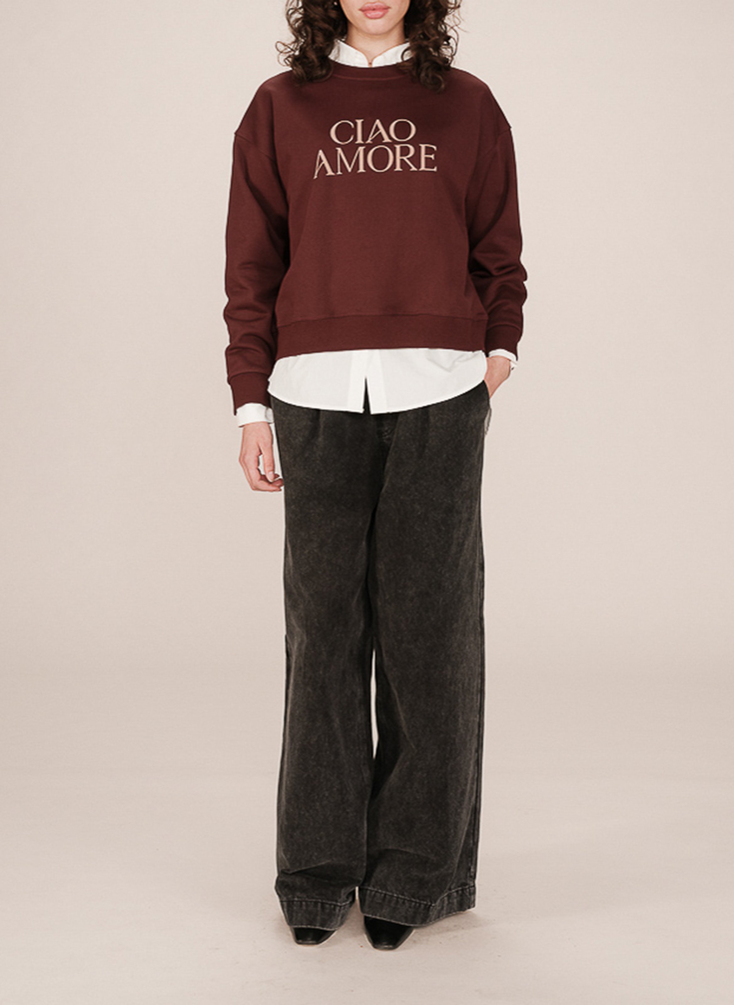 Sweat col rond en coton GRACE ET MILA Rouge