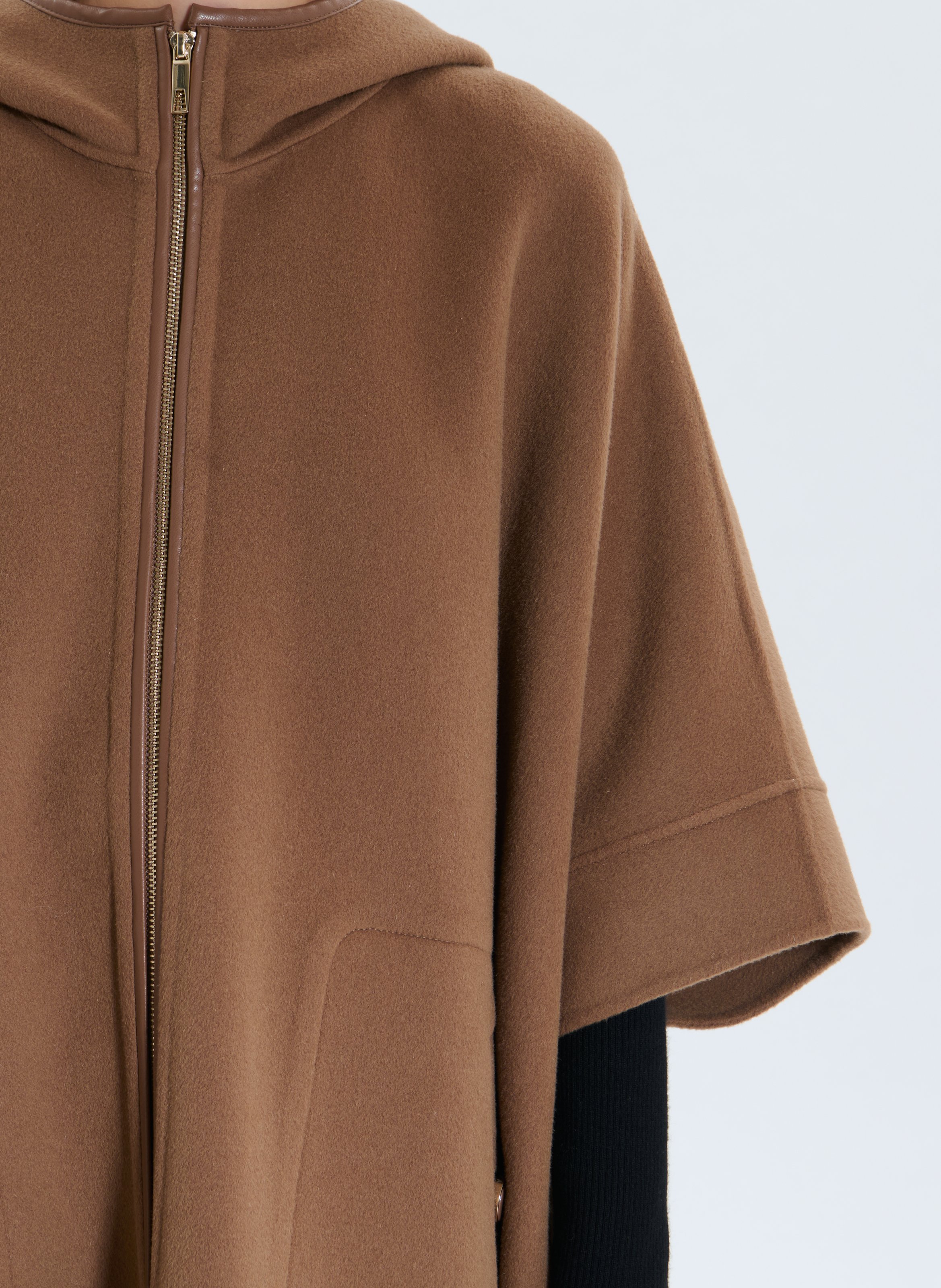 Round neck wool blend cape ZAPA Brown