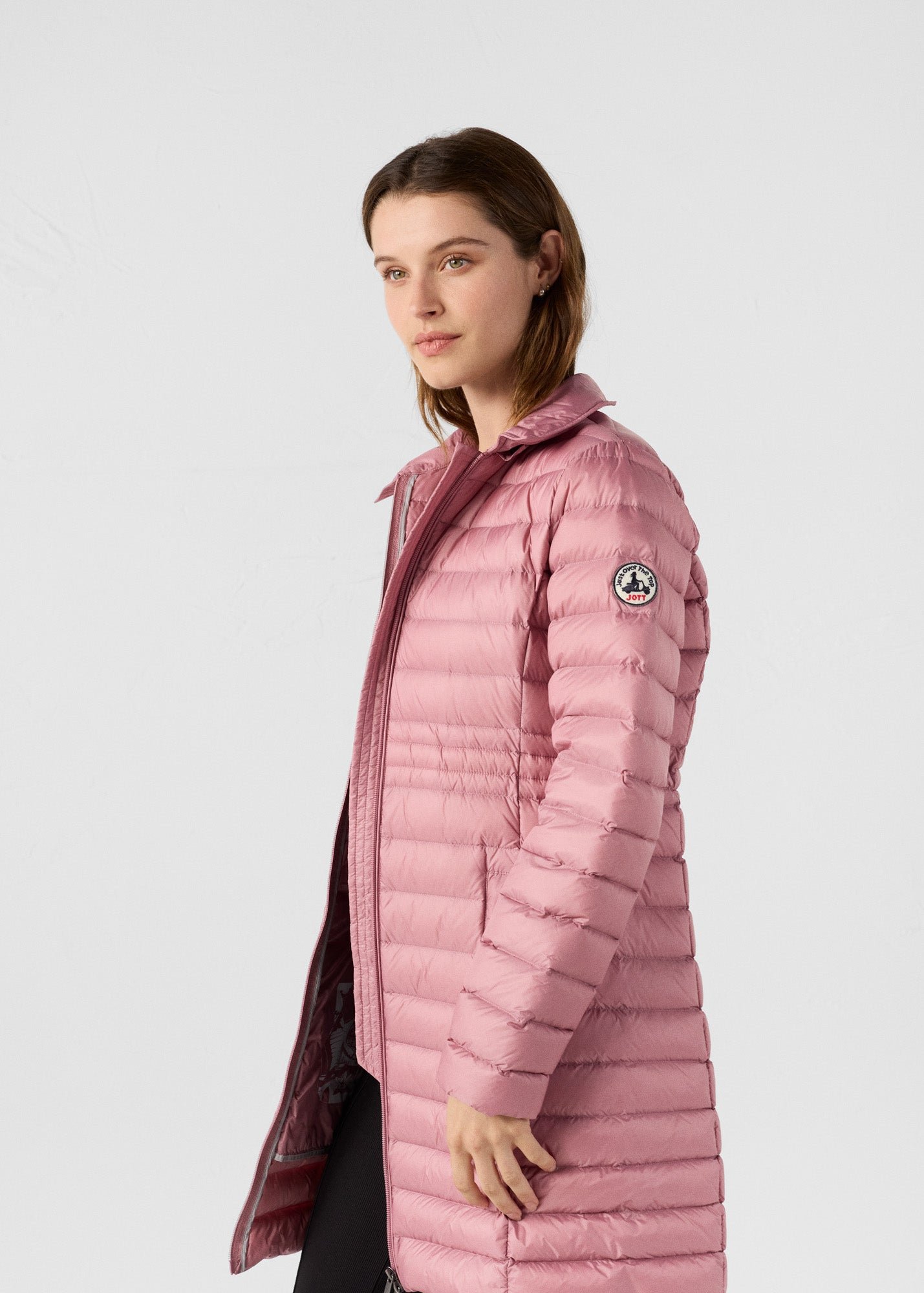 Pink Cas Trench Coat Long Hooded Puffer Coat Vero Rose Antique