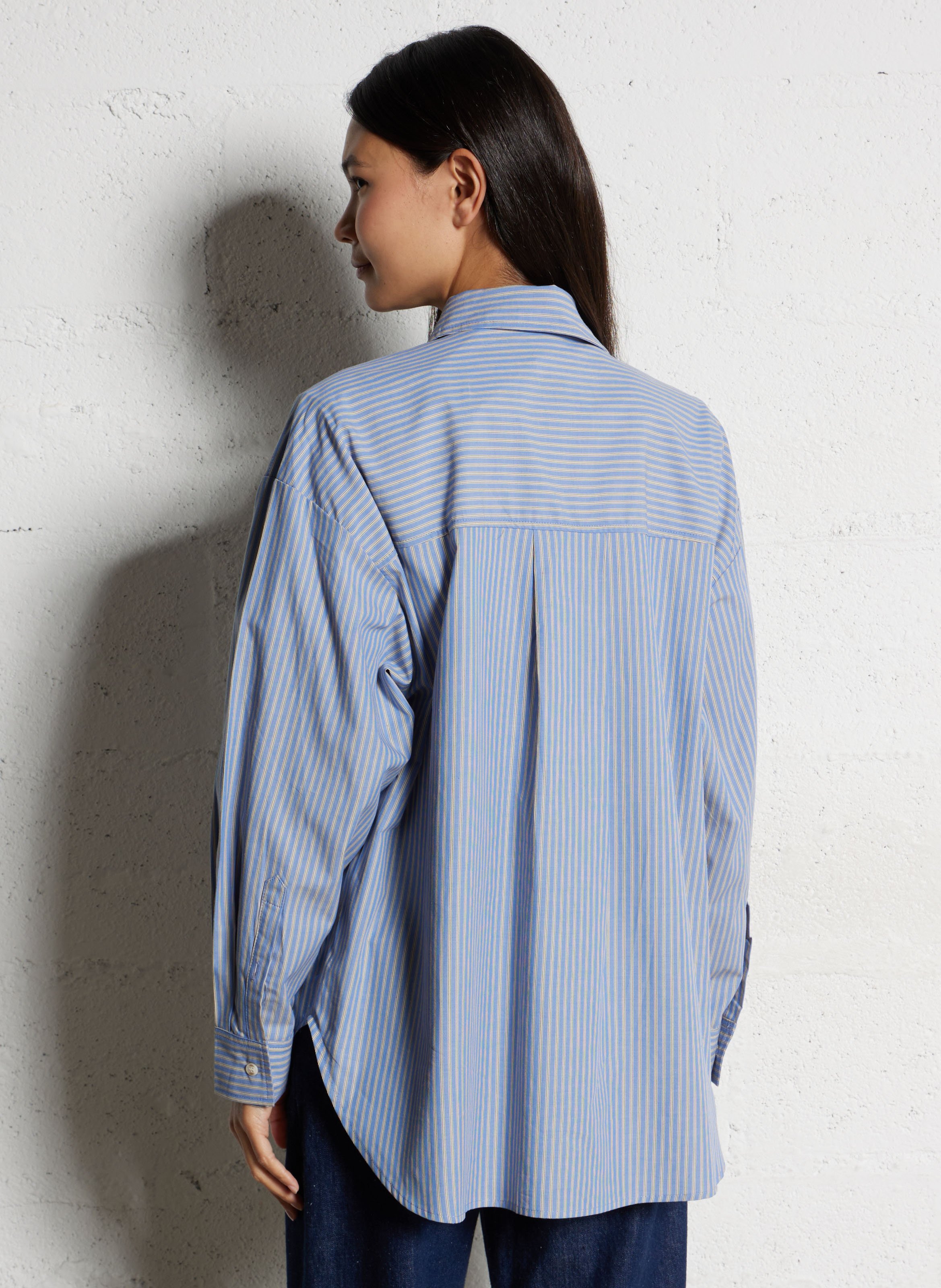 Chemise oversize rayée en coton SEE U SOON Bleu