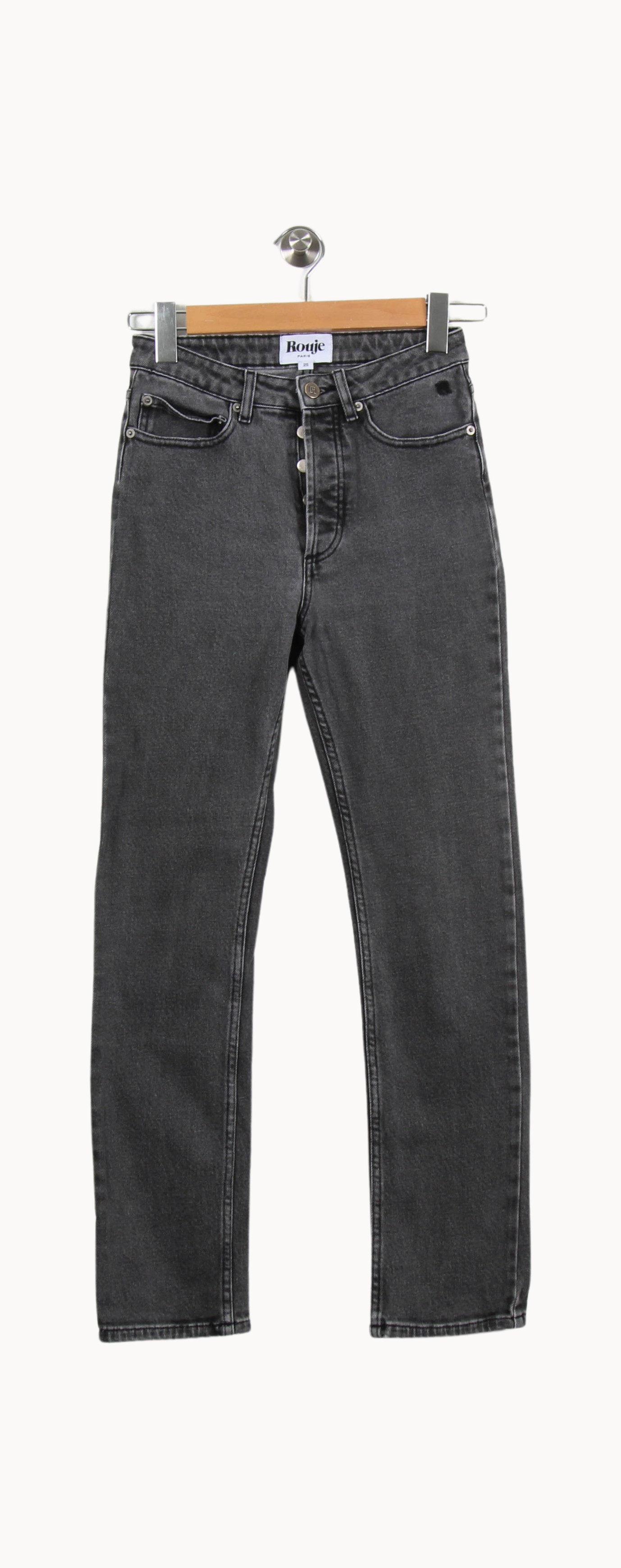 Cropped slim jeans with studs ROUJE - Seconde Main Grey