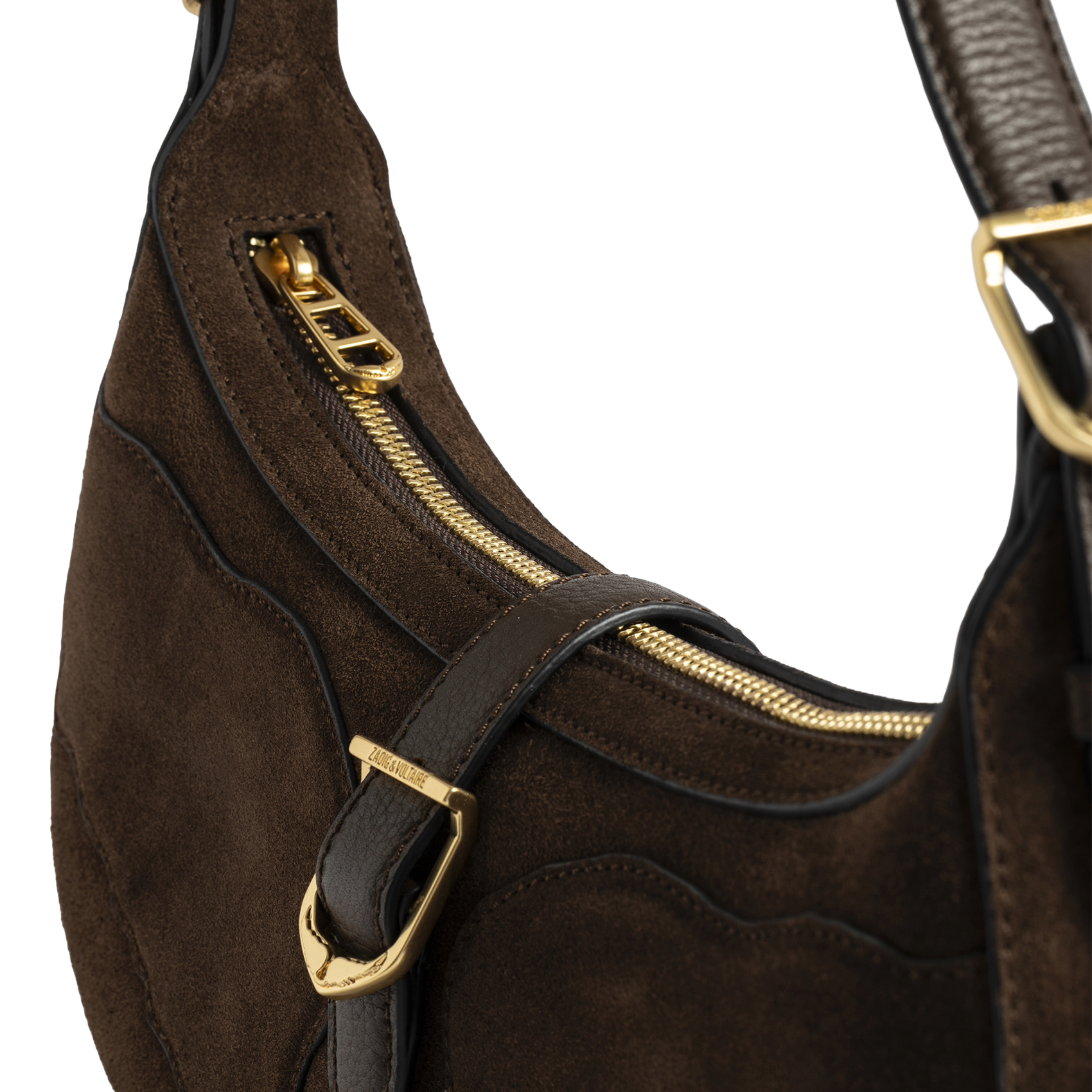 Schoudertas van suède leer ZADIG&VOLTAIRE Bruin