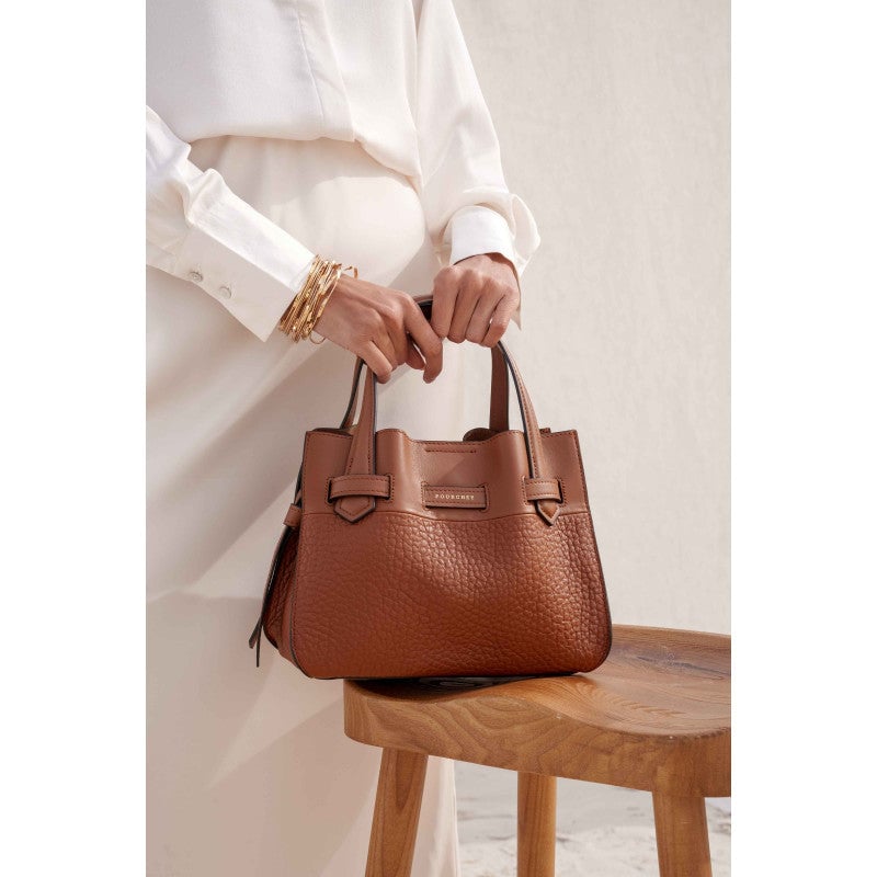 Handbag - cowhide leather POURCHET Brown