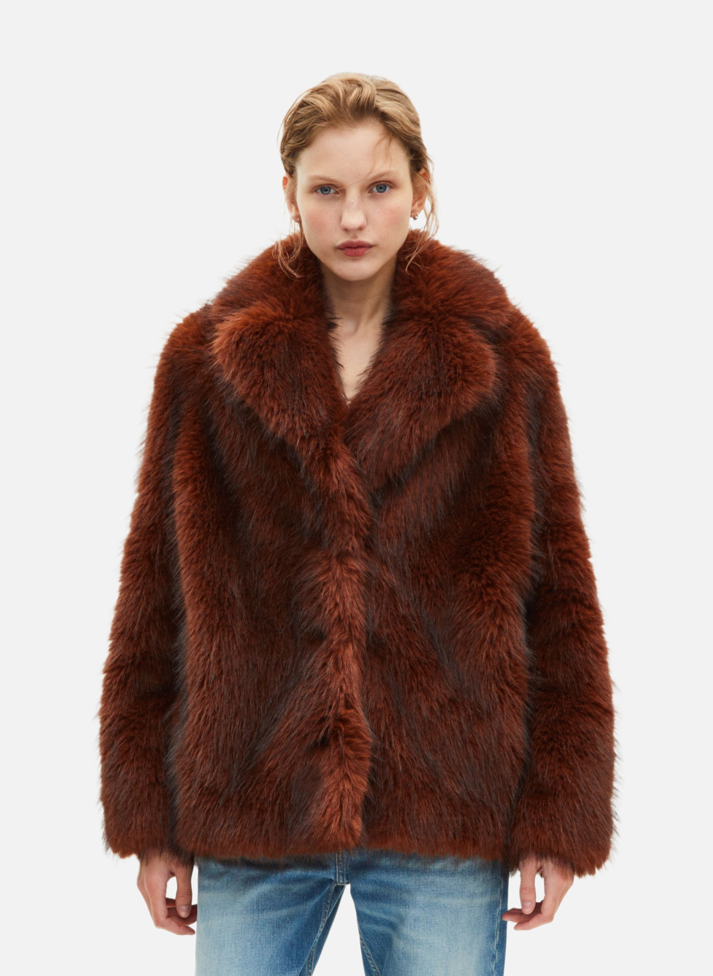 Short faux fur coat THE KOOPLES Brown