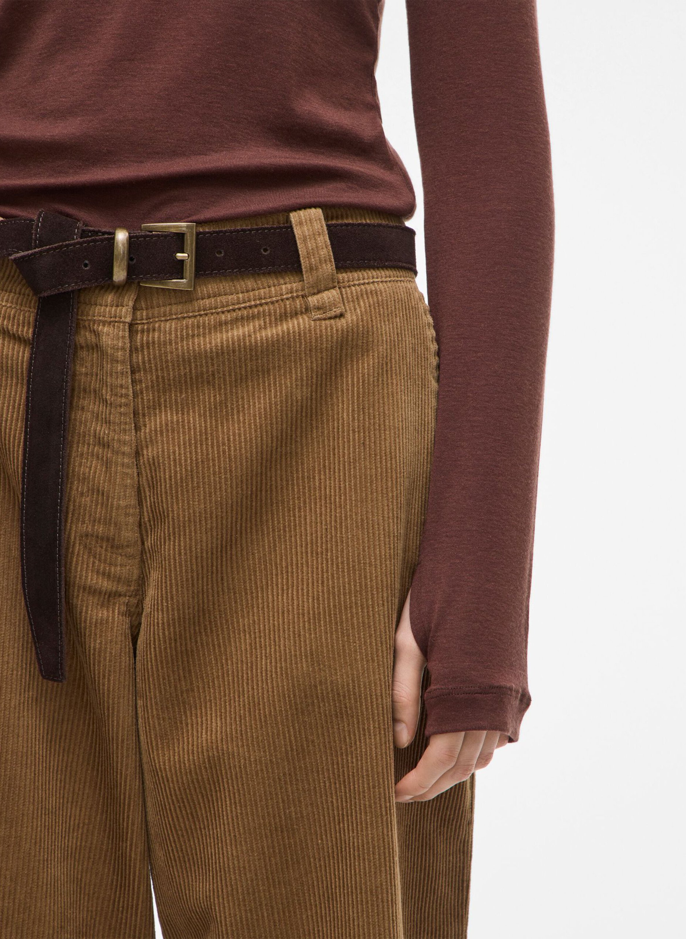 Tee-shirt ajusté col rond ROUGE EDIT Marron