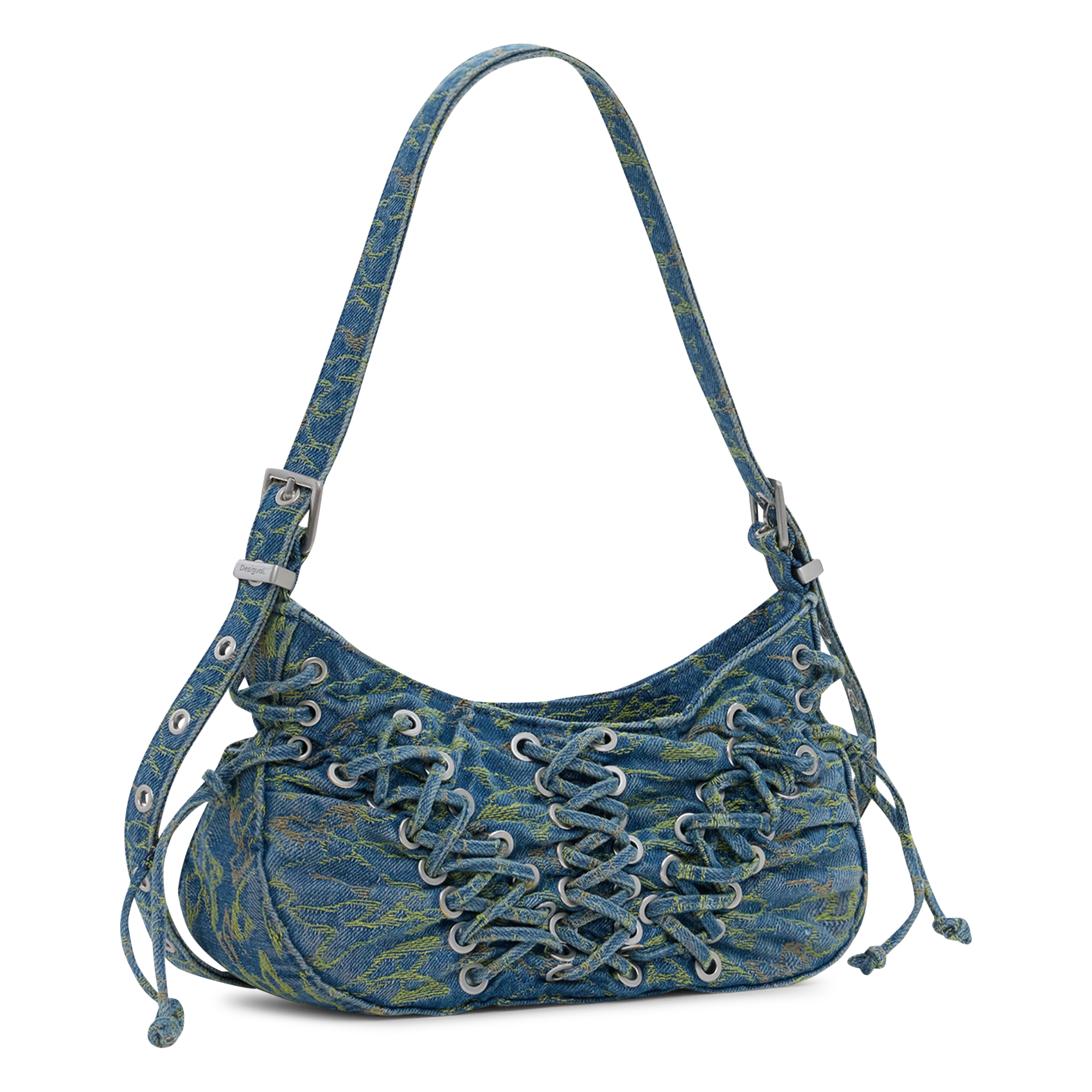 Sac baguette denim imprimé à lacets DESIGUAL Bleu
