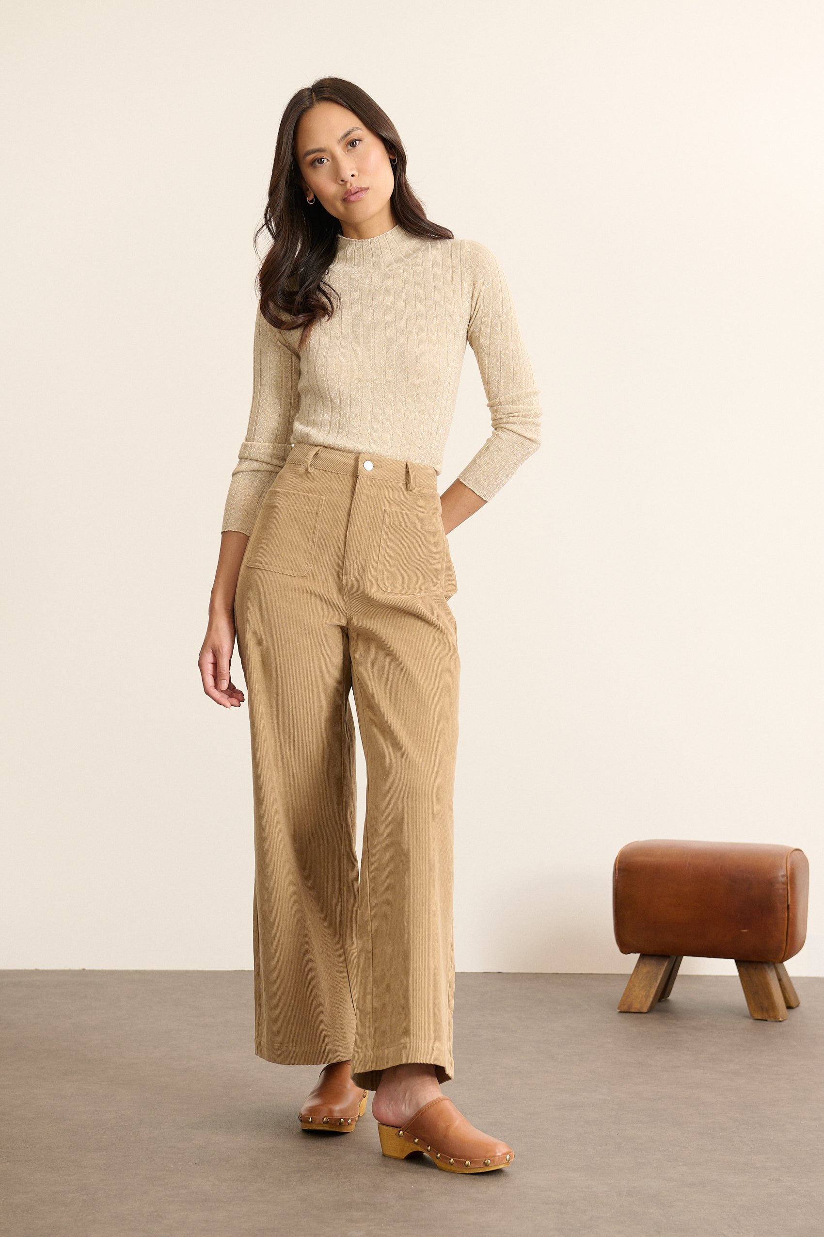 High-neck lurex sweater GARANCE PARIS Beige