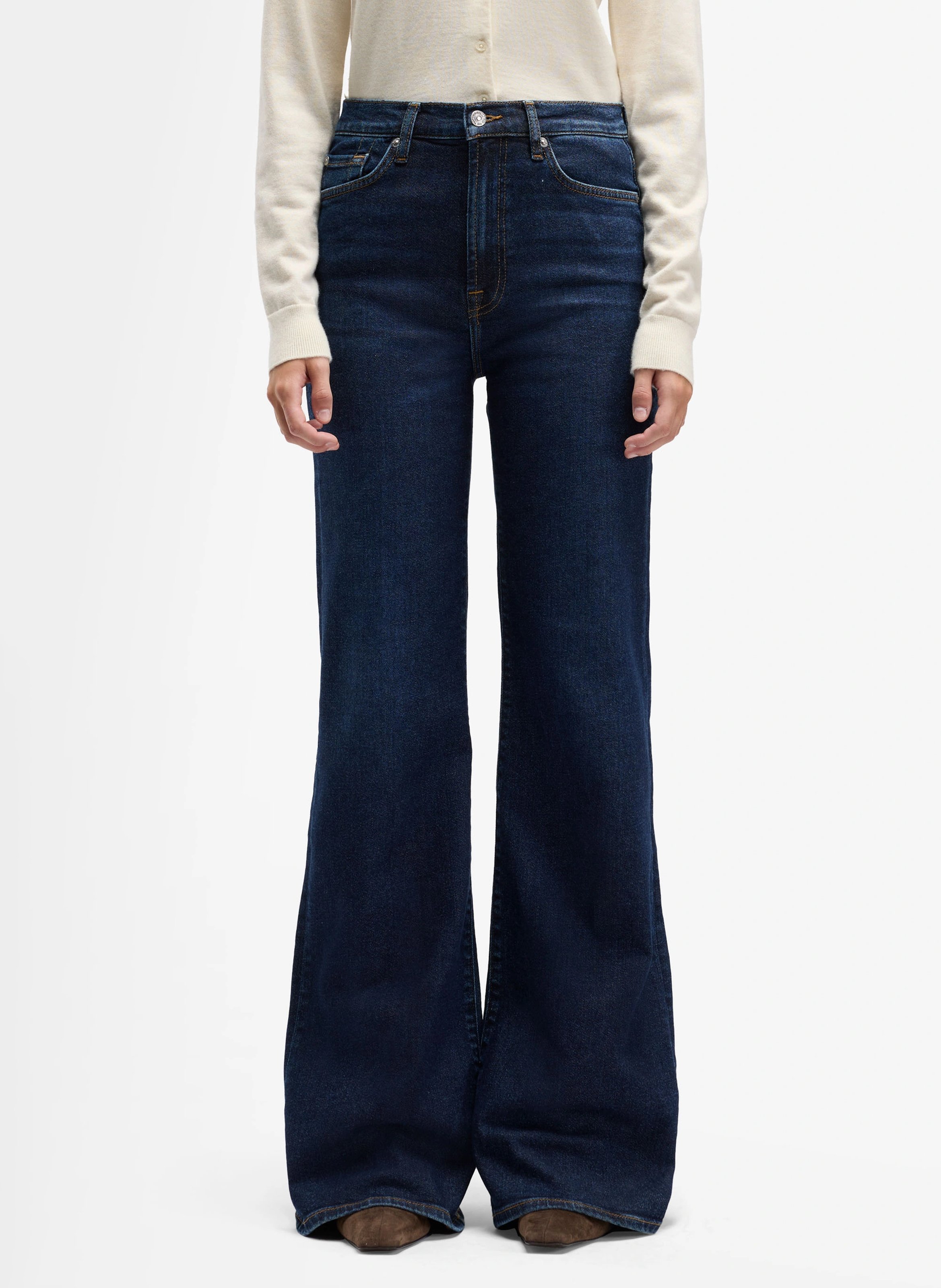 Hoge taille raw denim flared jeans 7 FOR ALL MANKIND Blauw