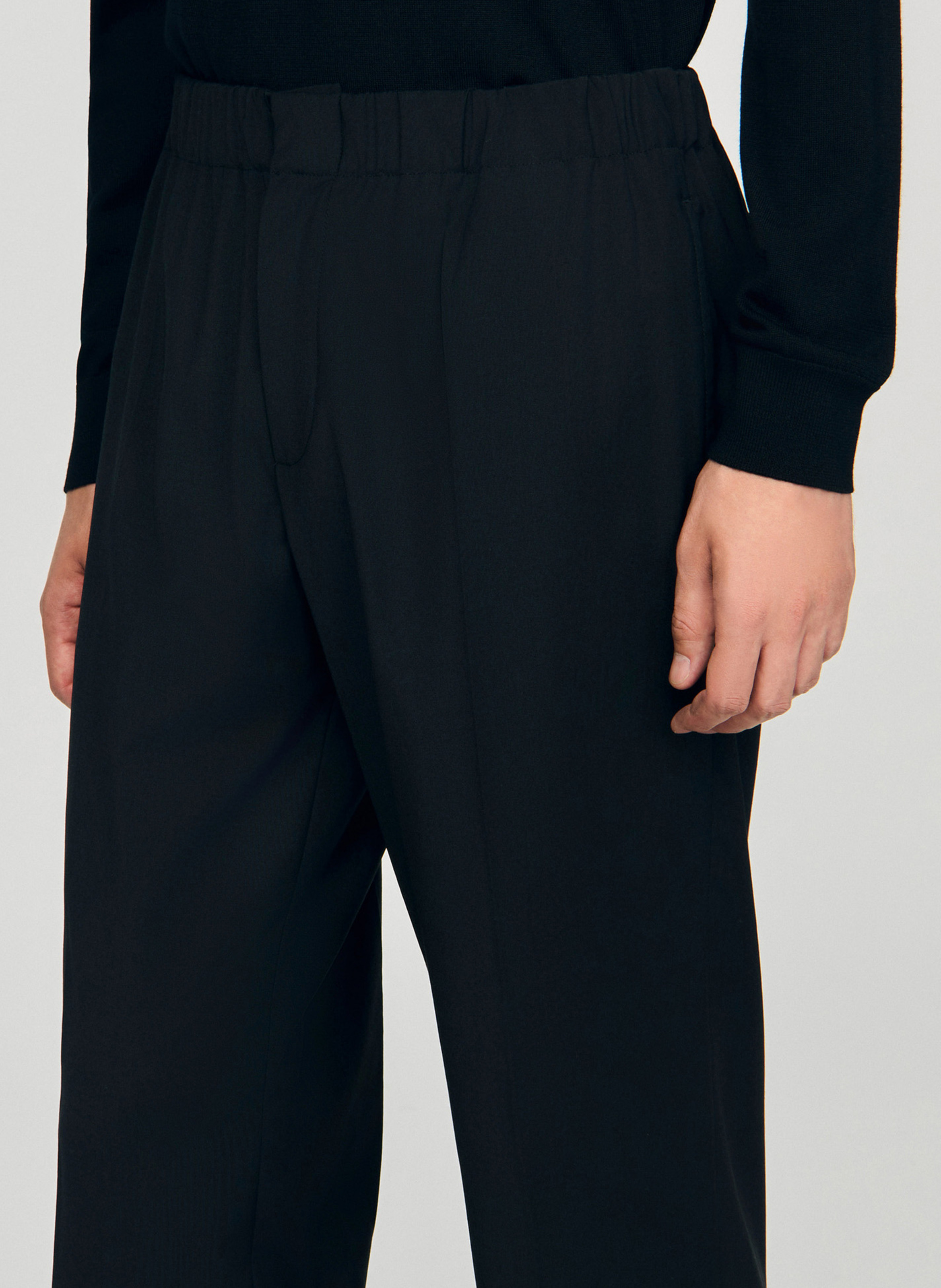 Straight wool trousers Black