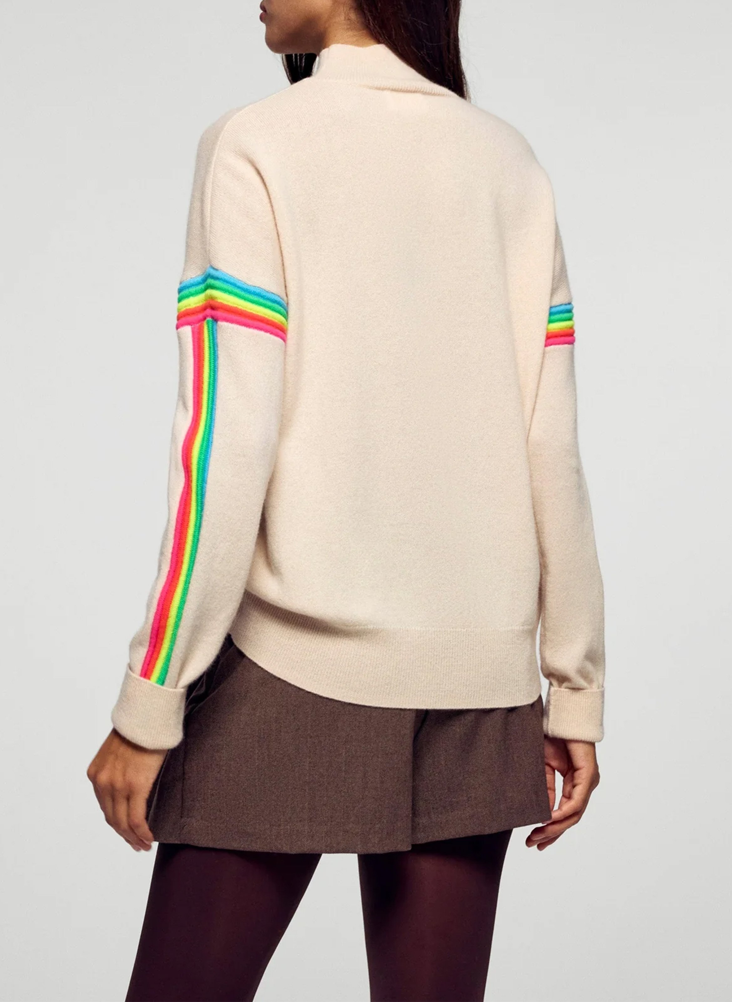 Oversized striped cashmere sweater with batwing sleeves FROM FUTURE Beige