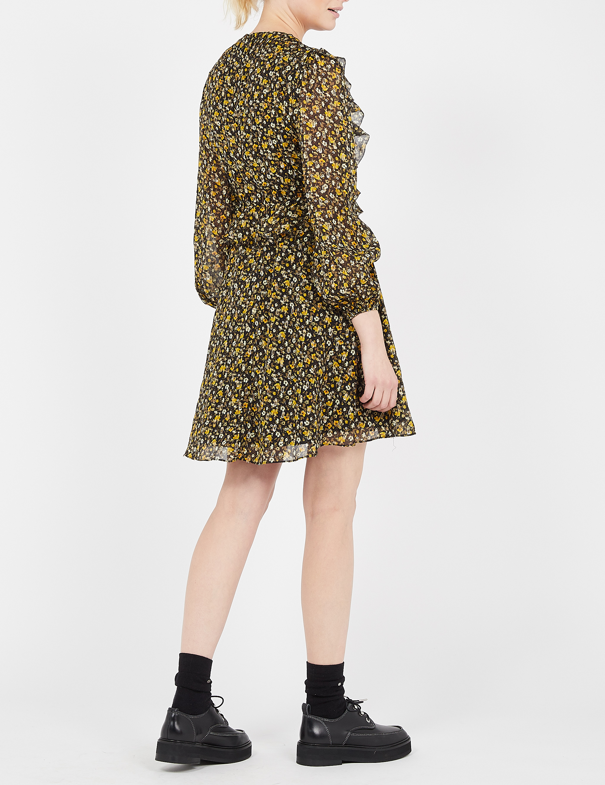 Short ruffled V-neck dress THE KOOPLES Multicolored
