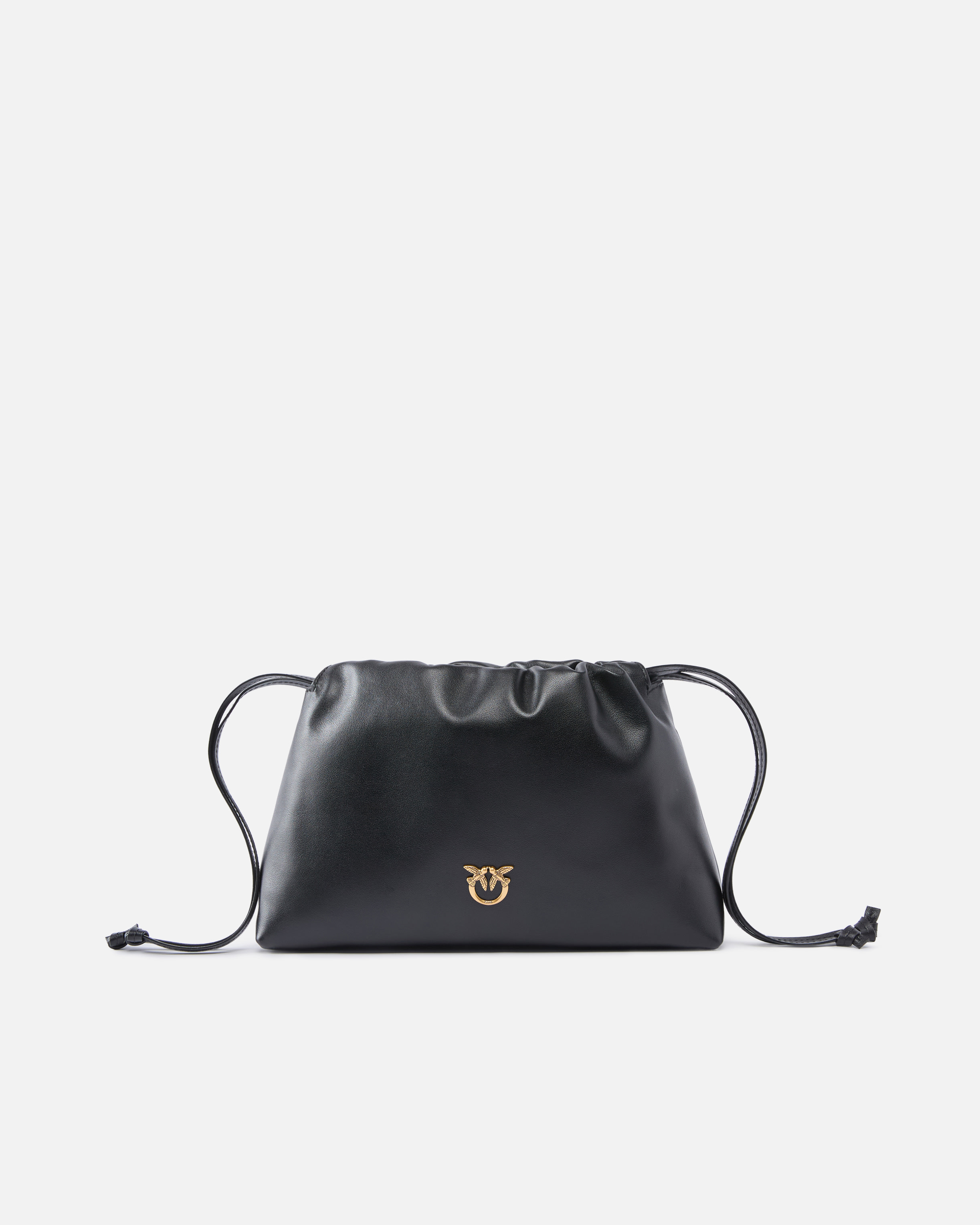 Small leather shoulder bag with drawstring PINKO Black