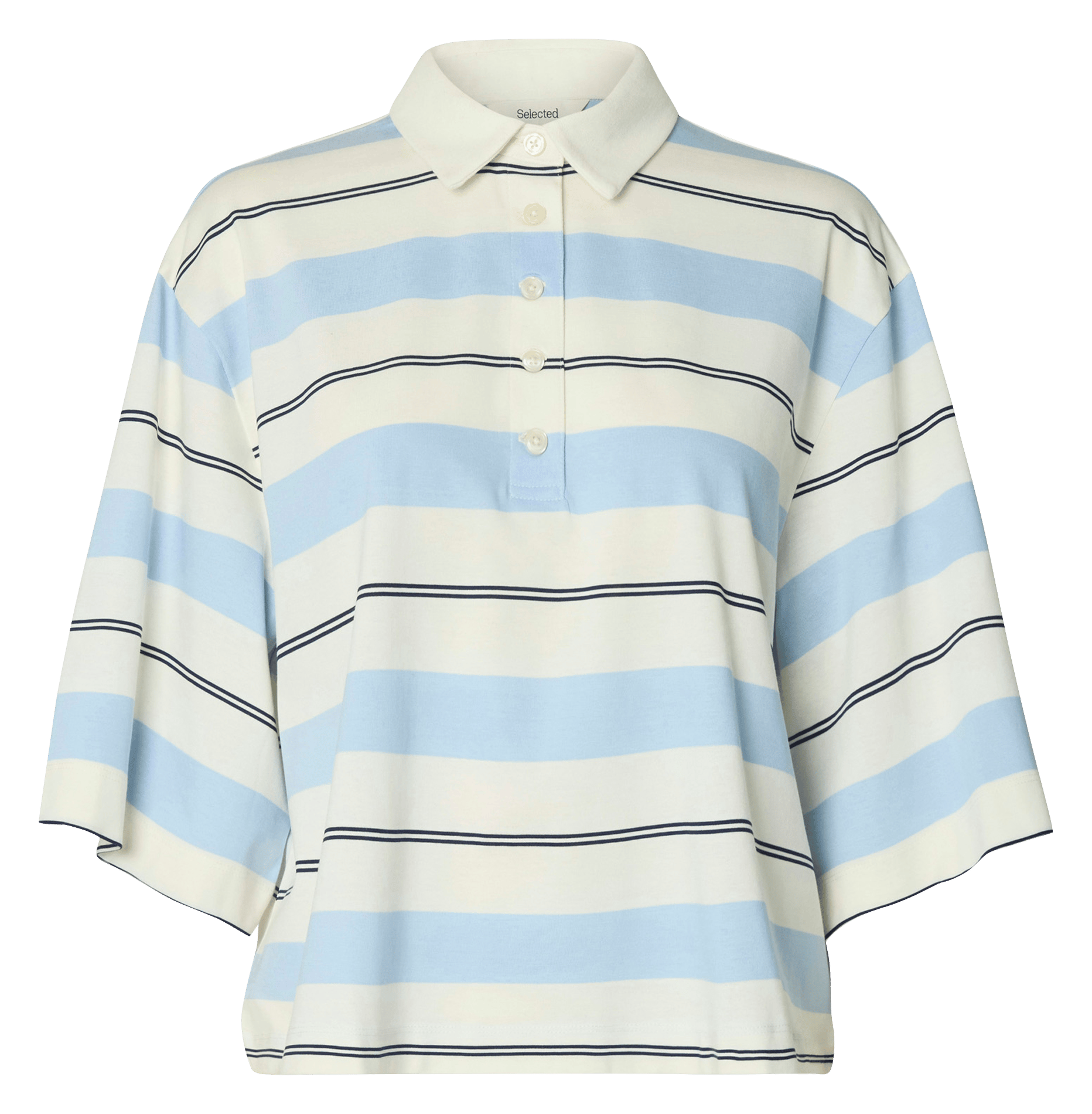 Oversized organic cotton polo shirt SELECTED Beige