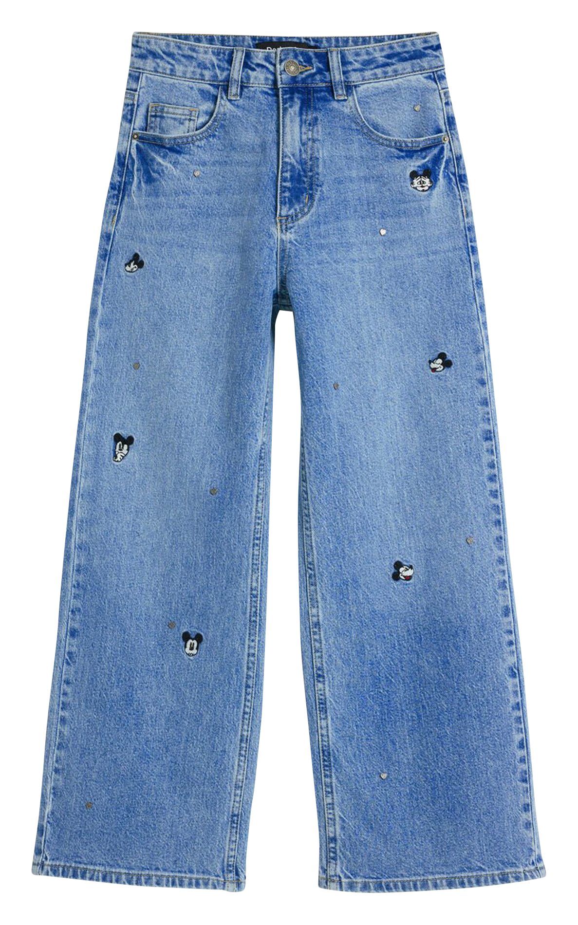 Wijde broek van gemengd katoen met borduursel DESIGUAL Blauw