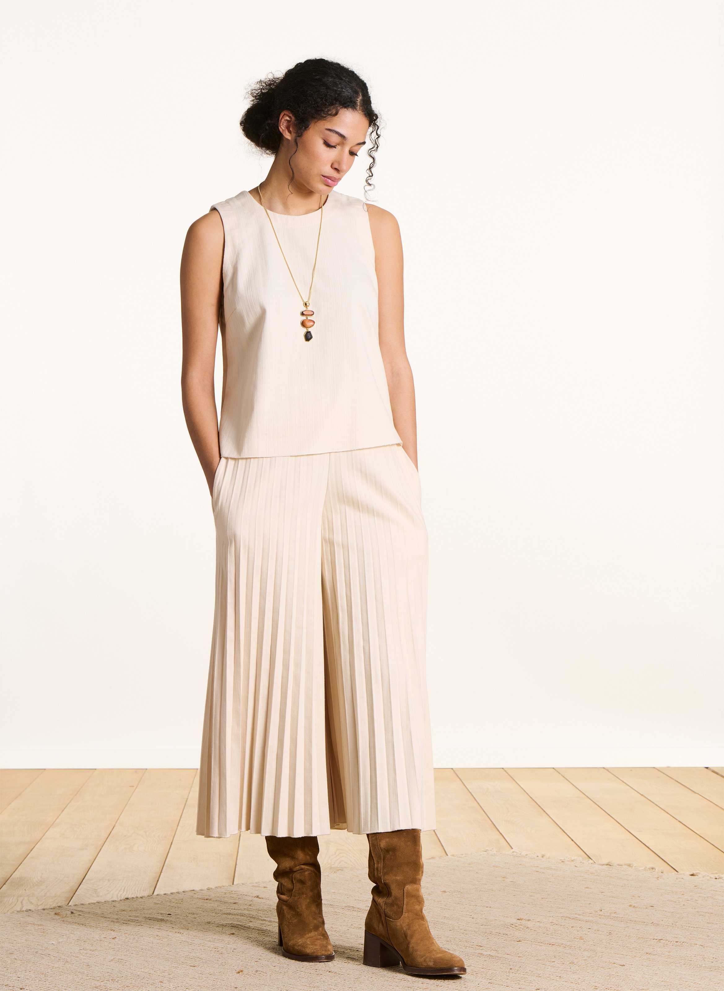 Top met ronde hals - katoenblend LA FEE MARABOUTEE Wit