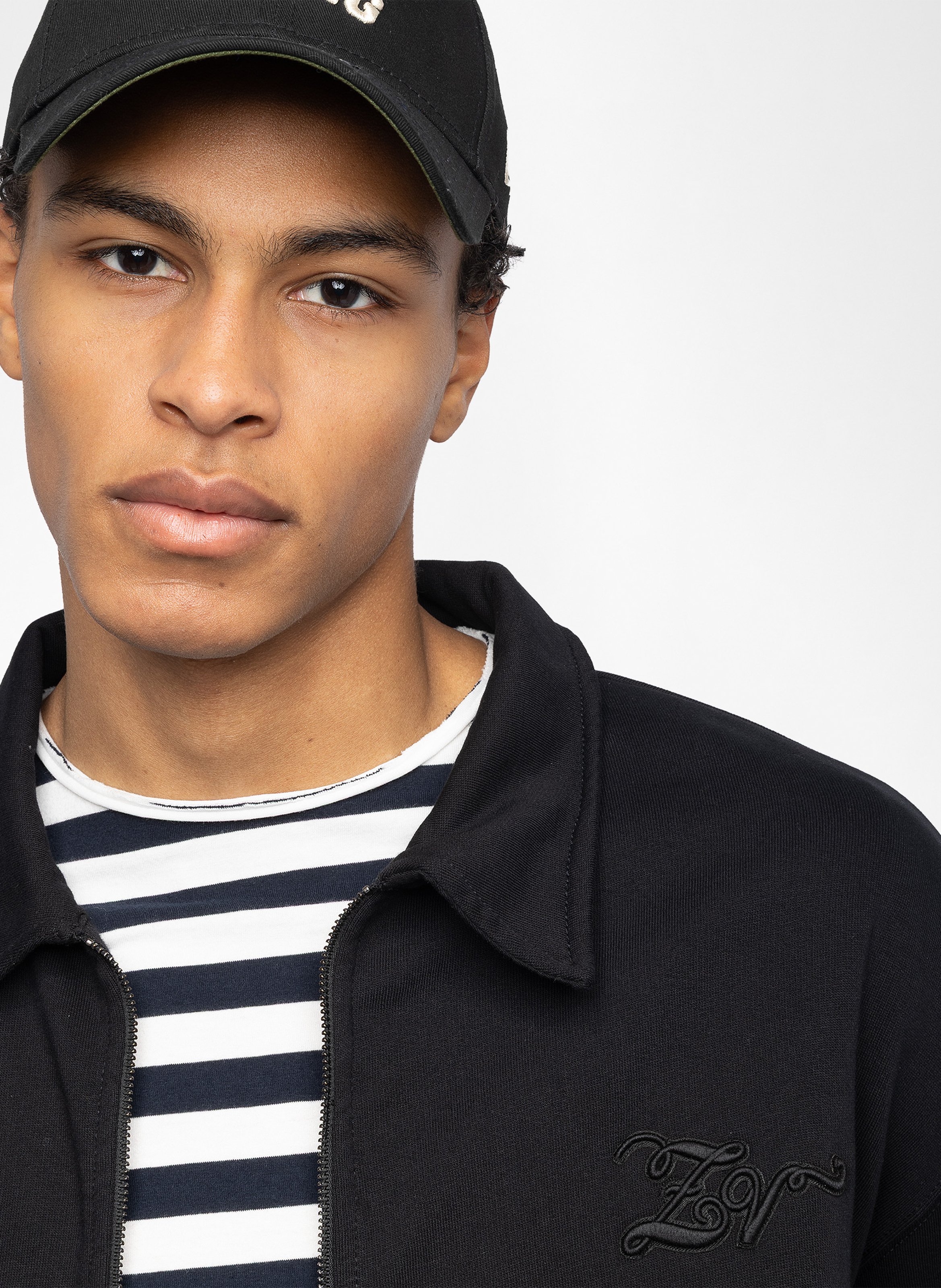 Rechte sweater met klassieke kraag van katoen ZADIG&VOLTAIRE Zwart