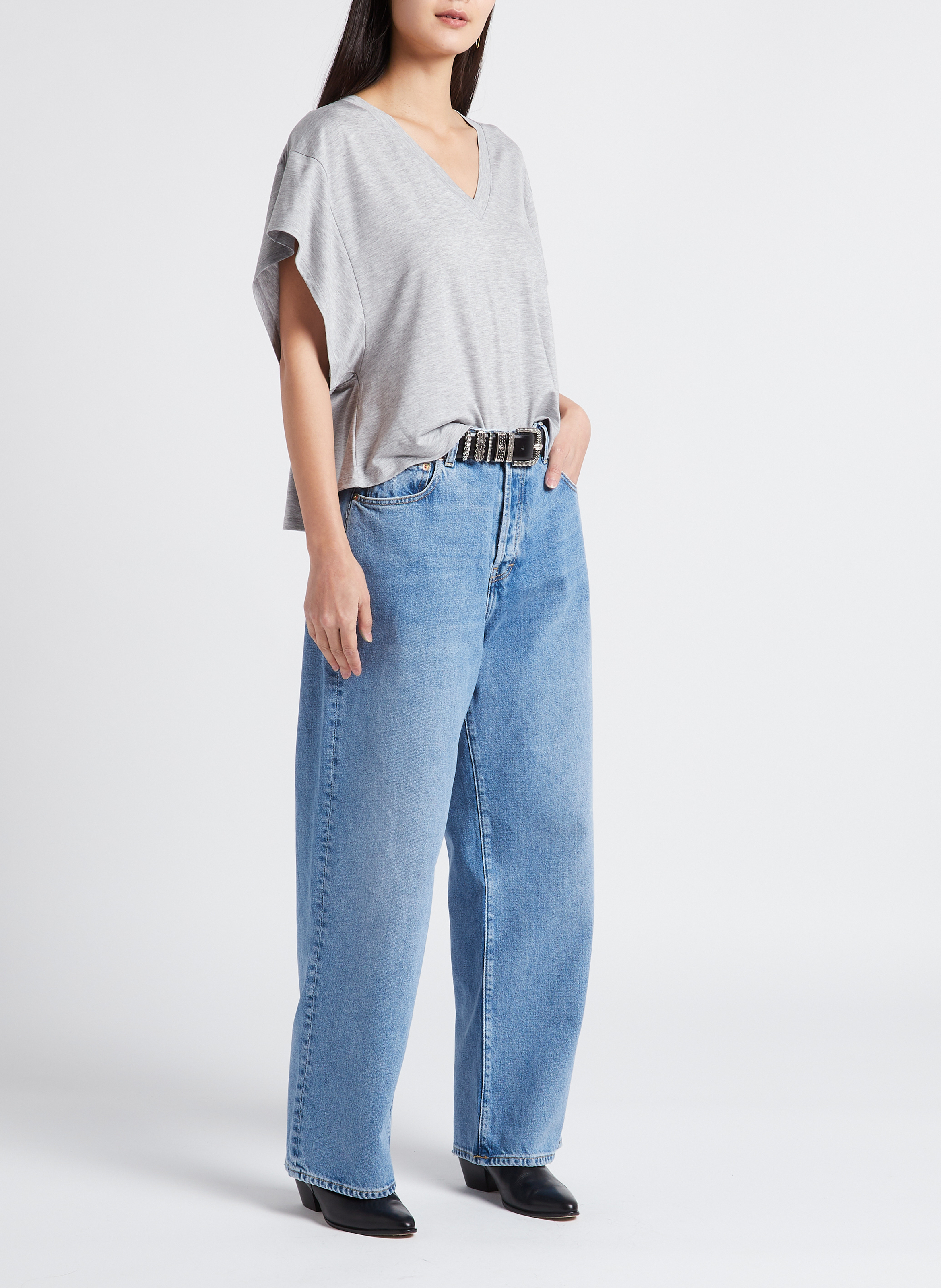 Tee-shirt ample col V  IRO Gris