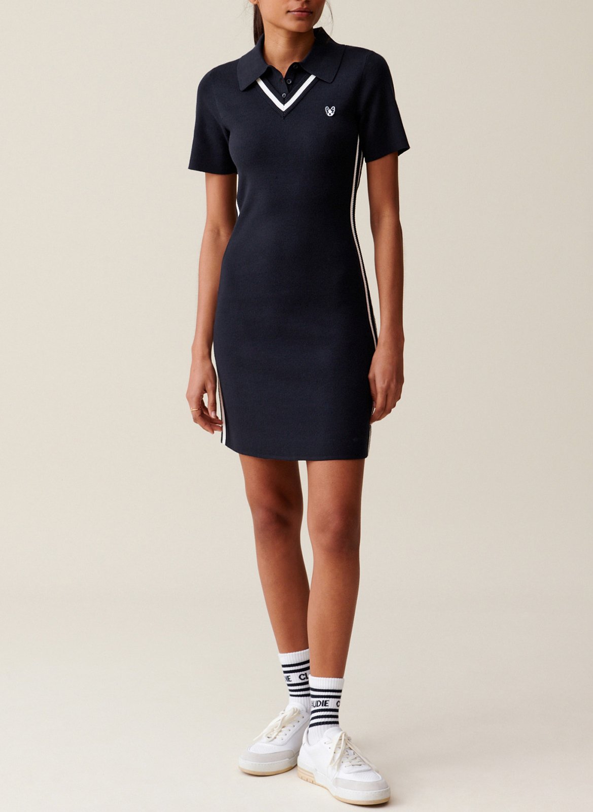 Robe polo courte slim en maille CLAUDIE PIERLOT Multicolore